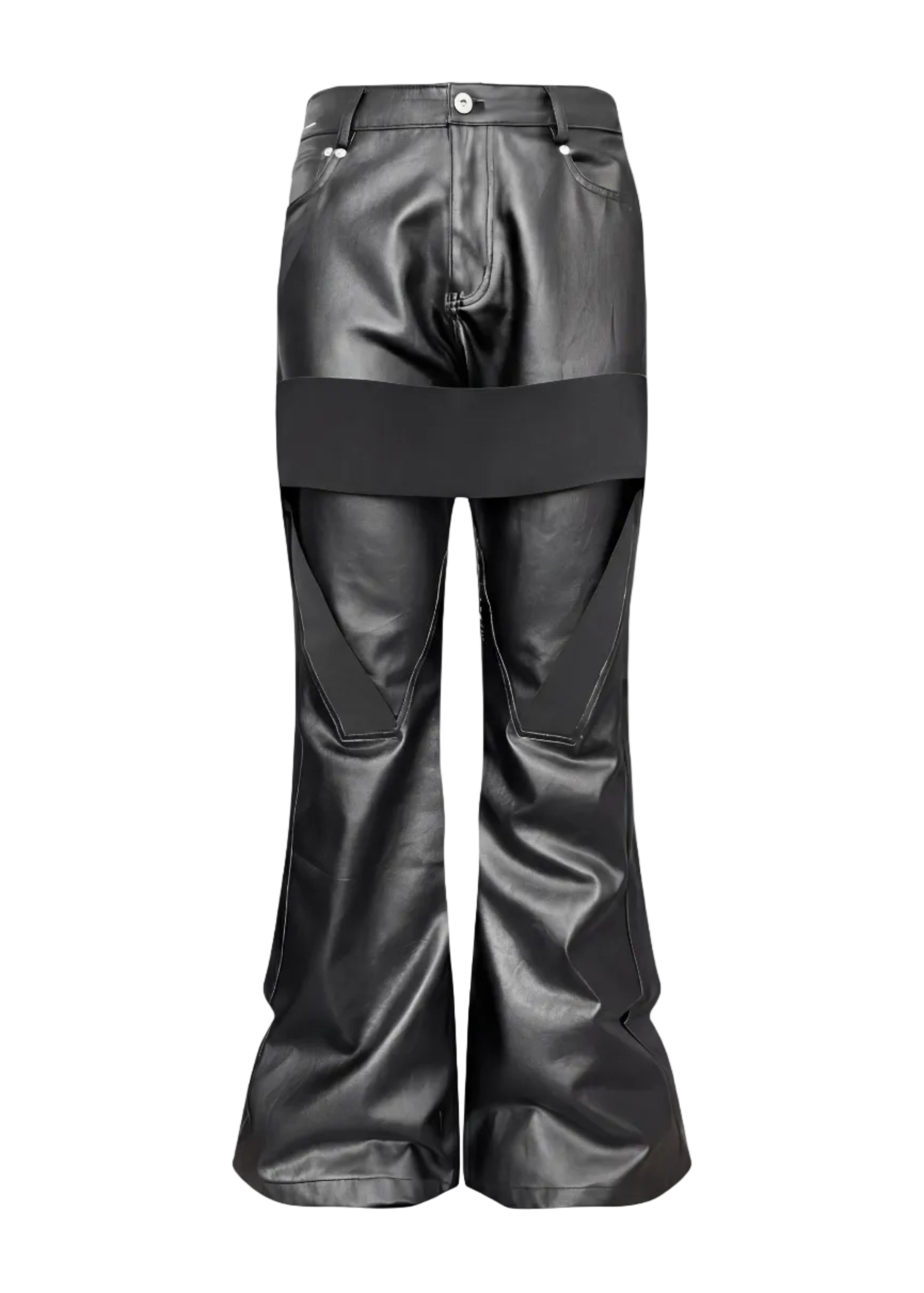 FLARED LEATHER TROUSERS