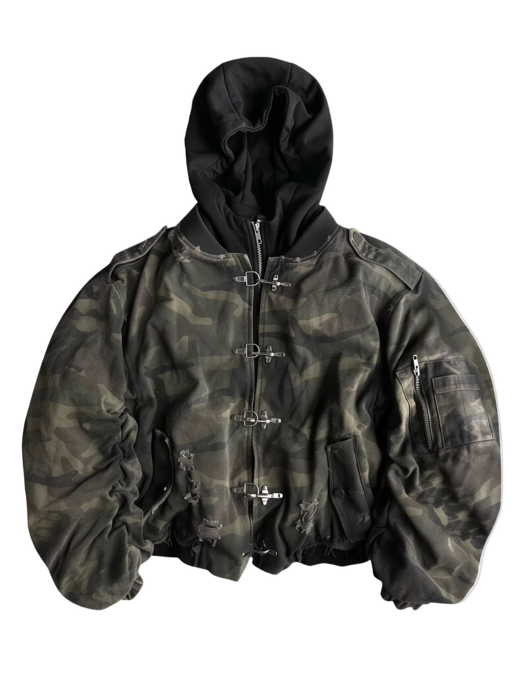 CAMO HOODED BOMBER JACKET