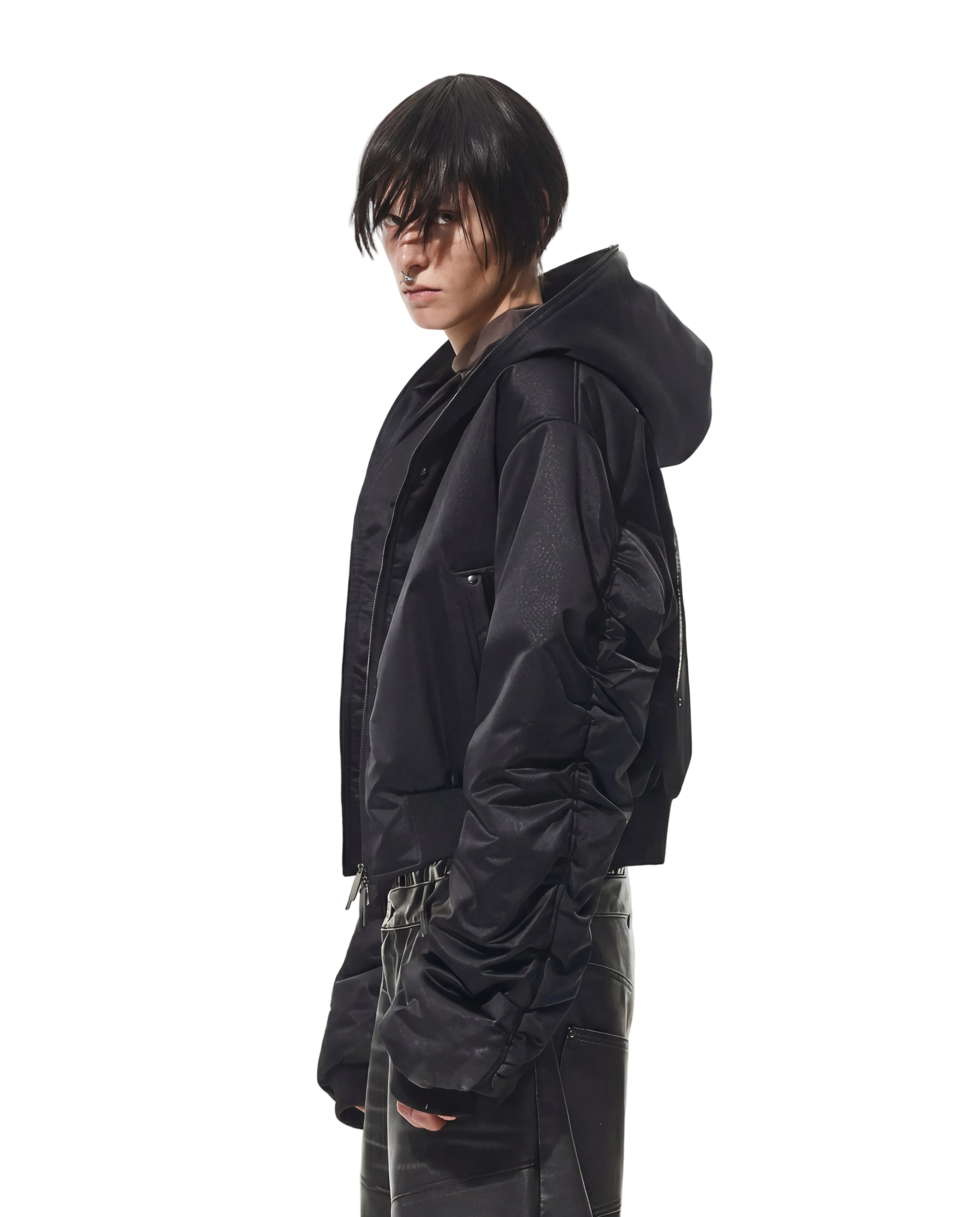 APPLIQUE CROPPED BOMBER JACKET