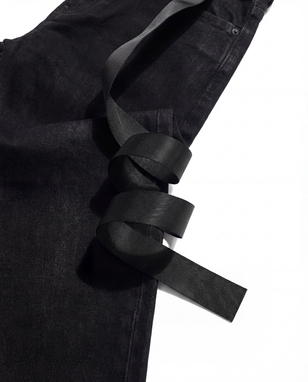 STRAP COATED DENIM PANTS