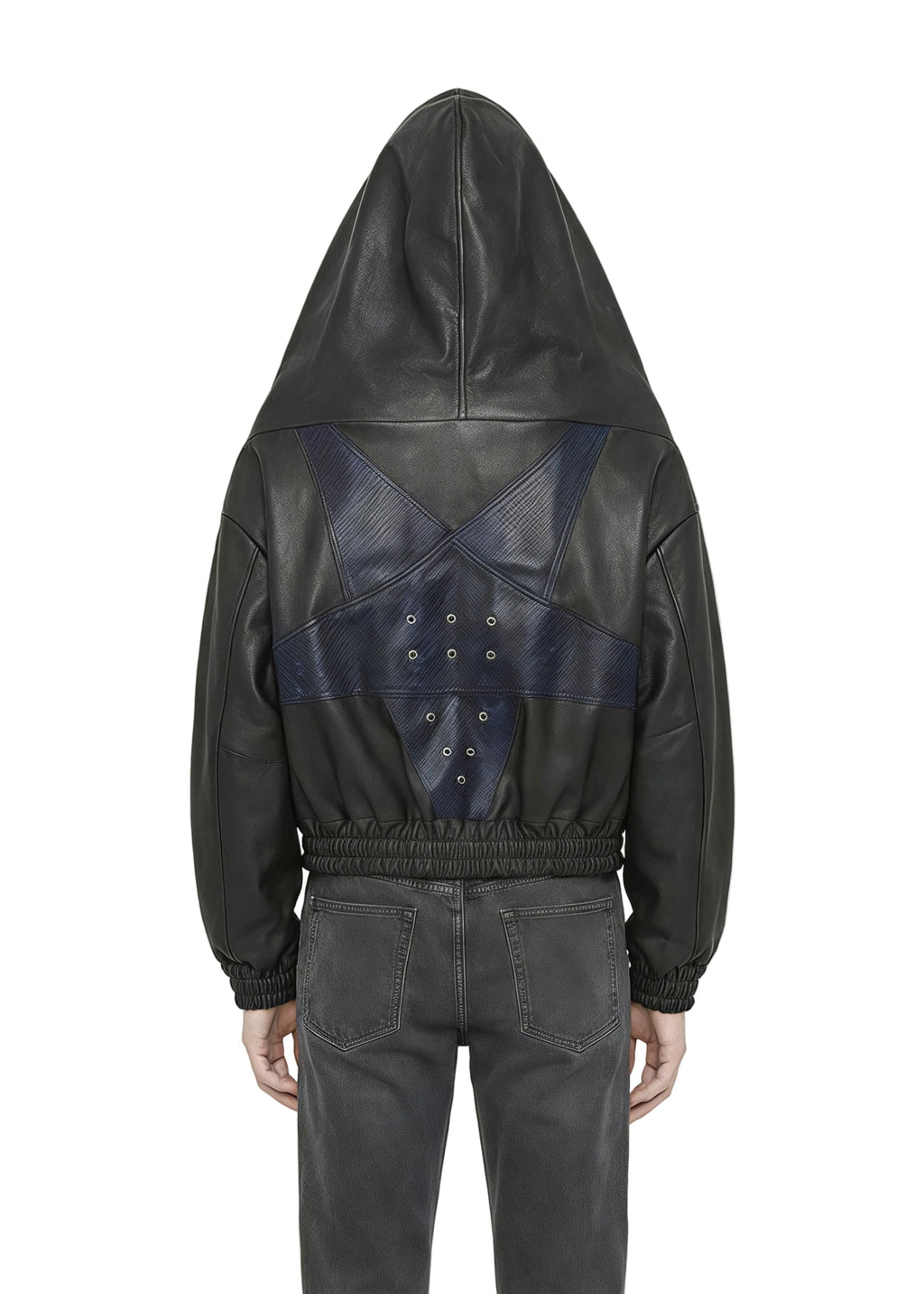 FITTED HOODED LEATHER BOMBER