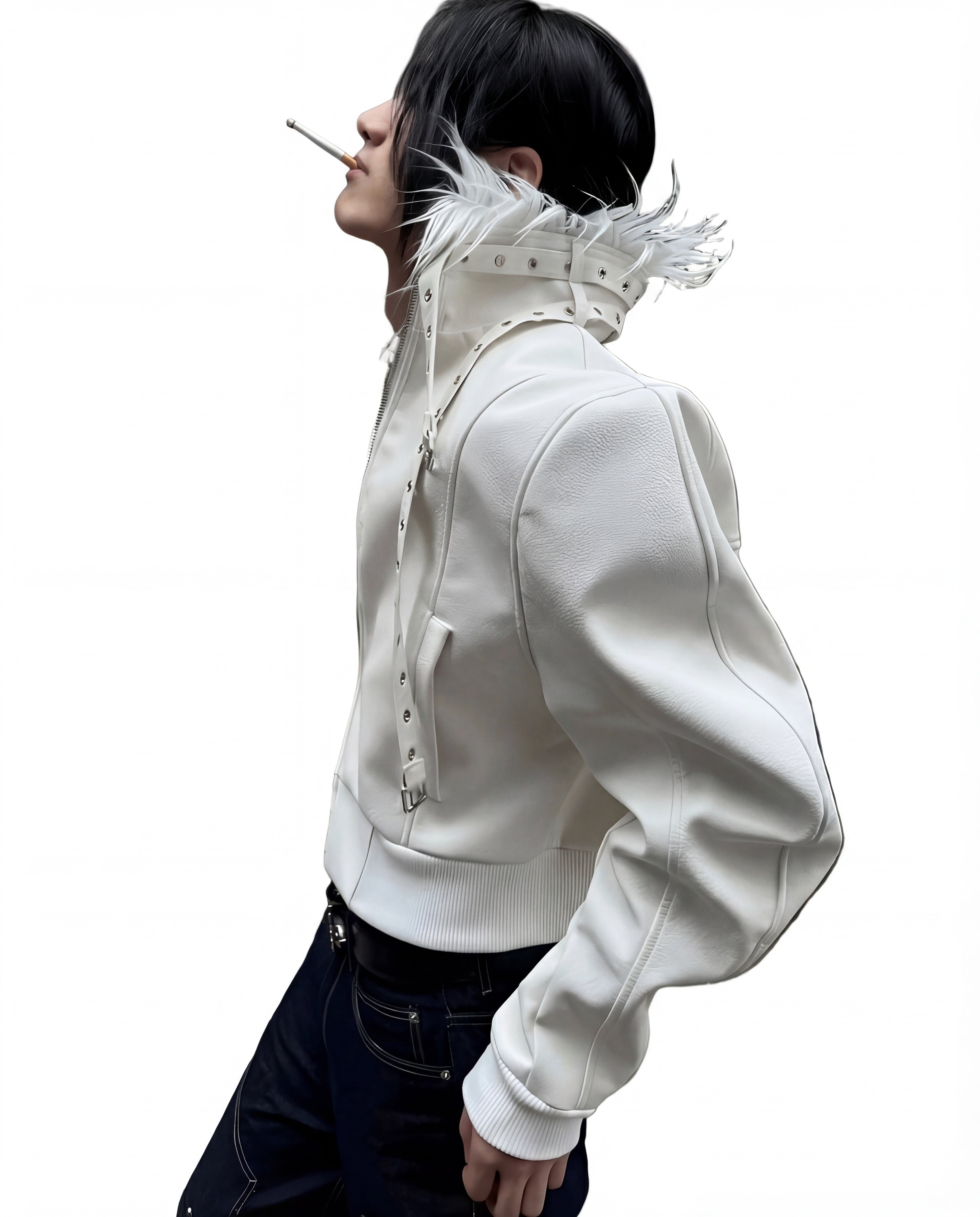WHITE BIKER JACKET