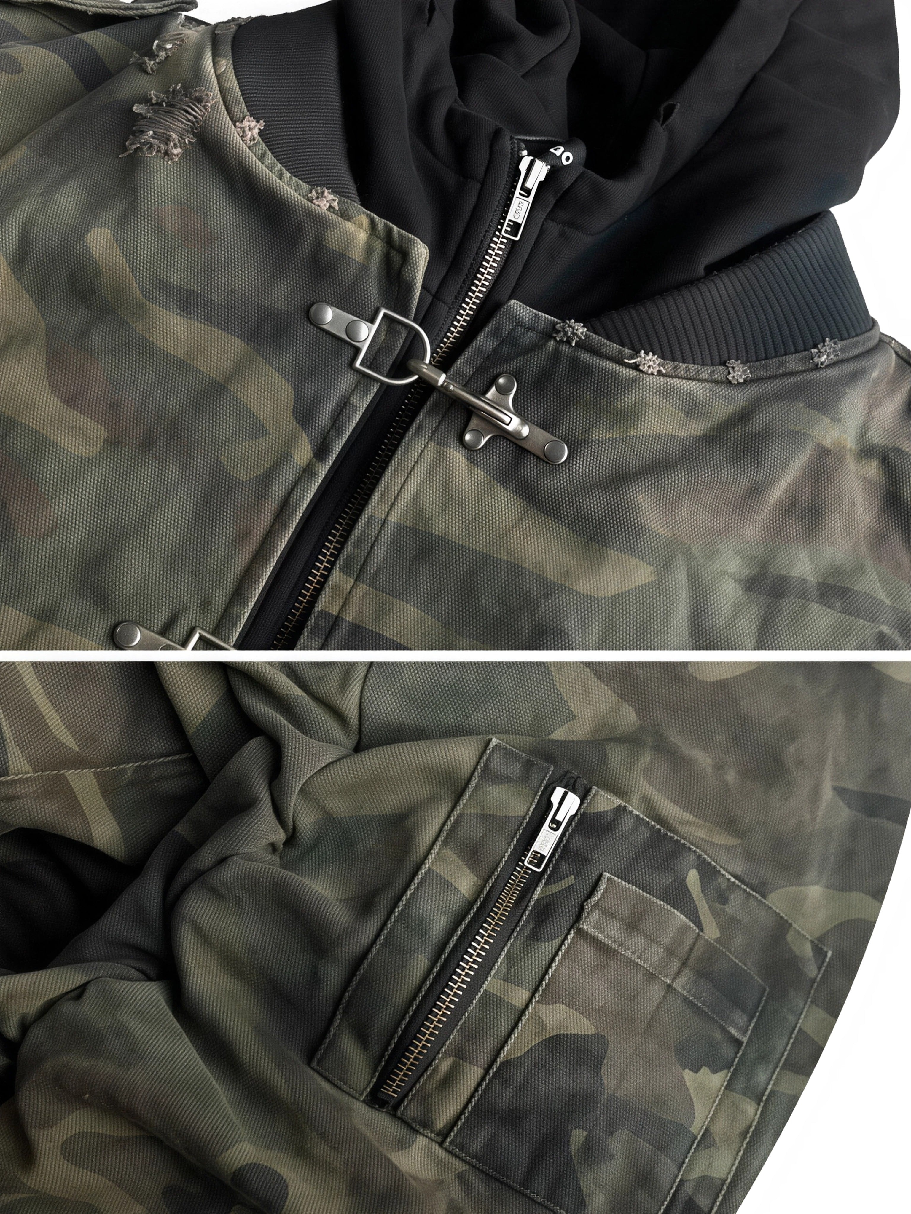 CAMO HOODED BOMBER JACKET