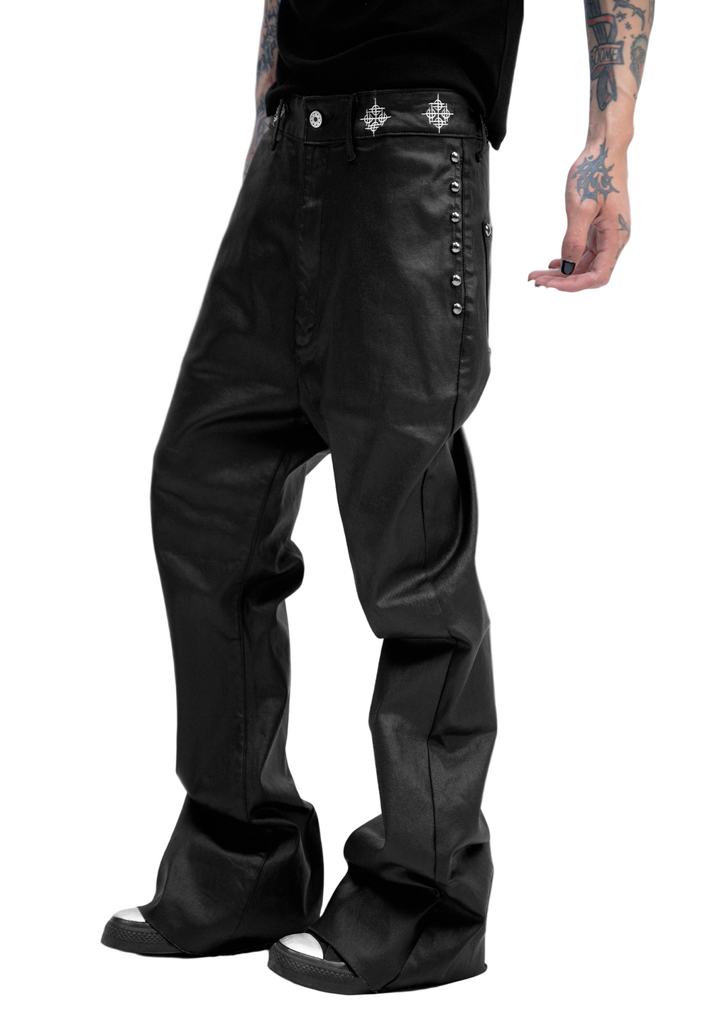 FAUX LEATHER BAGGY PANTS
