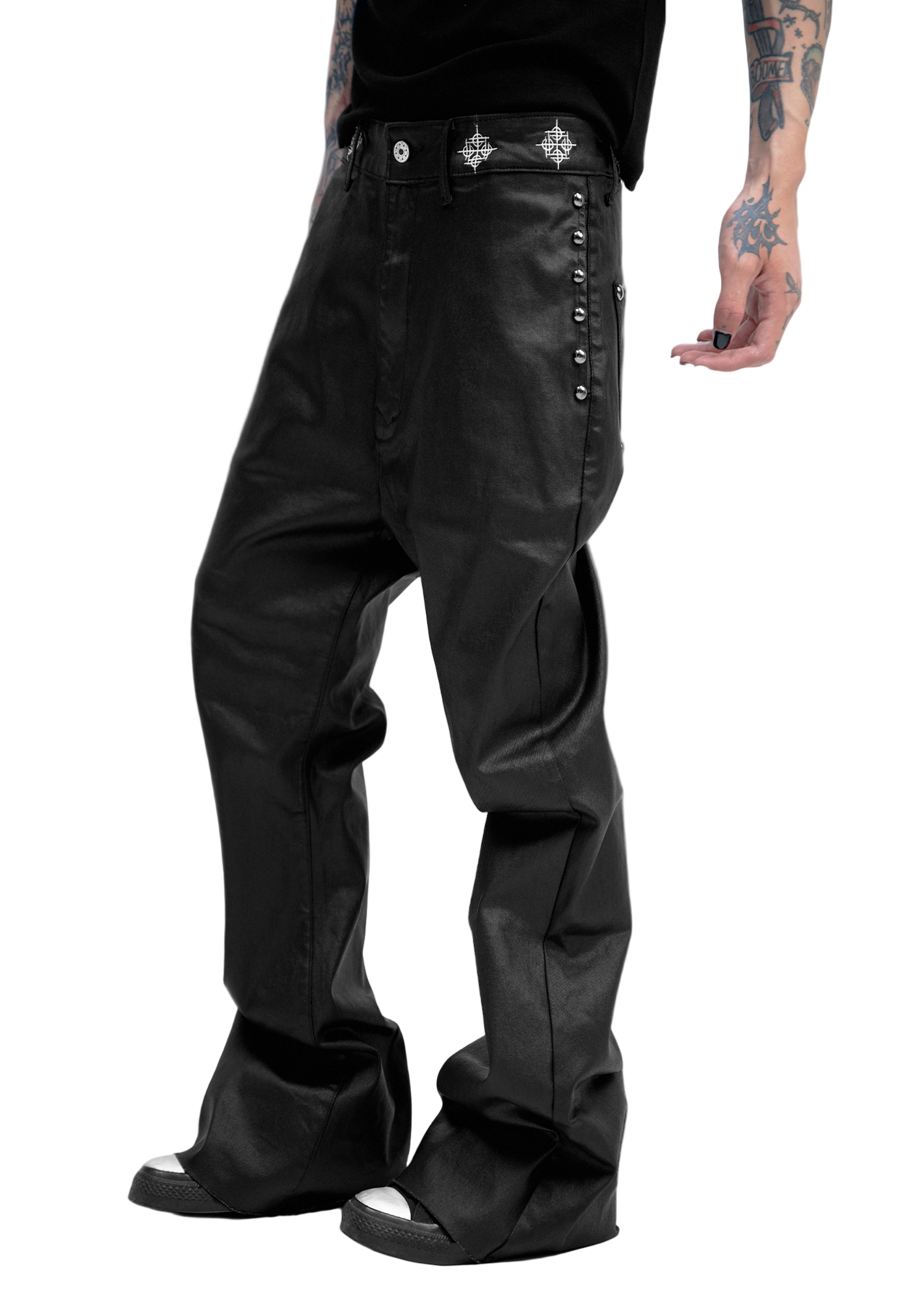 FAUX LEATHER BAGGY PANTS