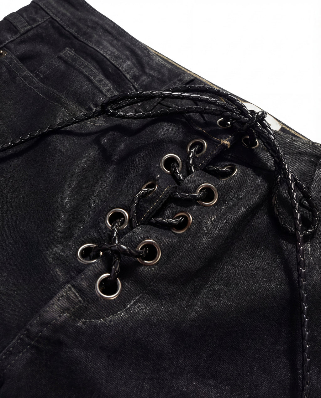 STRAP COATED DENIM PANTS