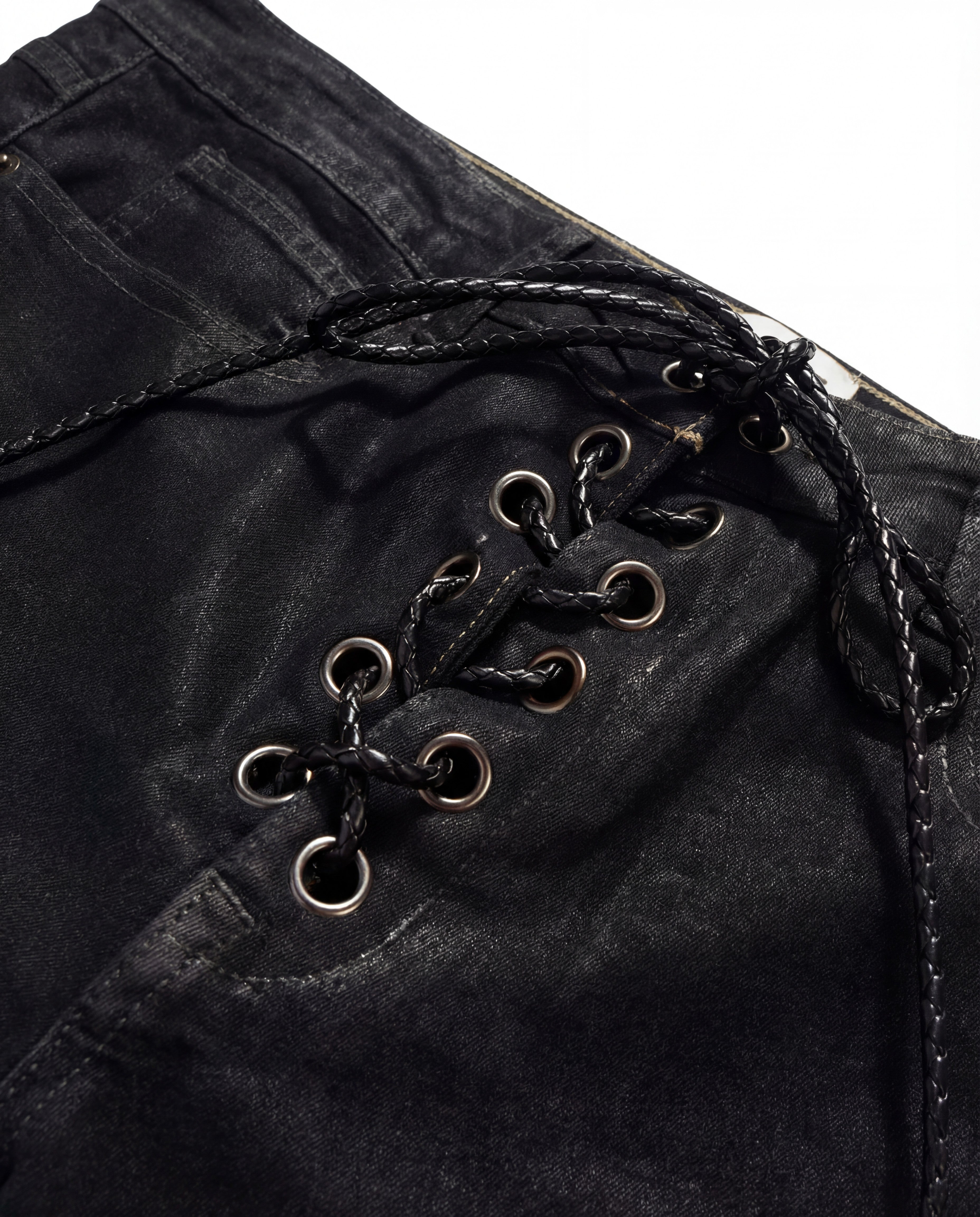 STRAP COATED DENIM PANTS