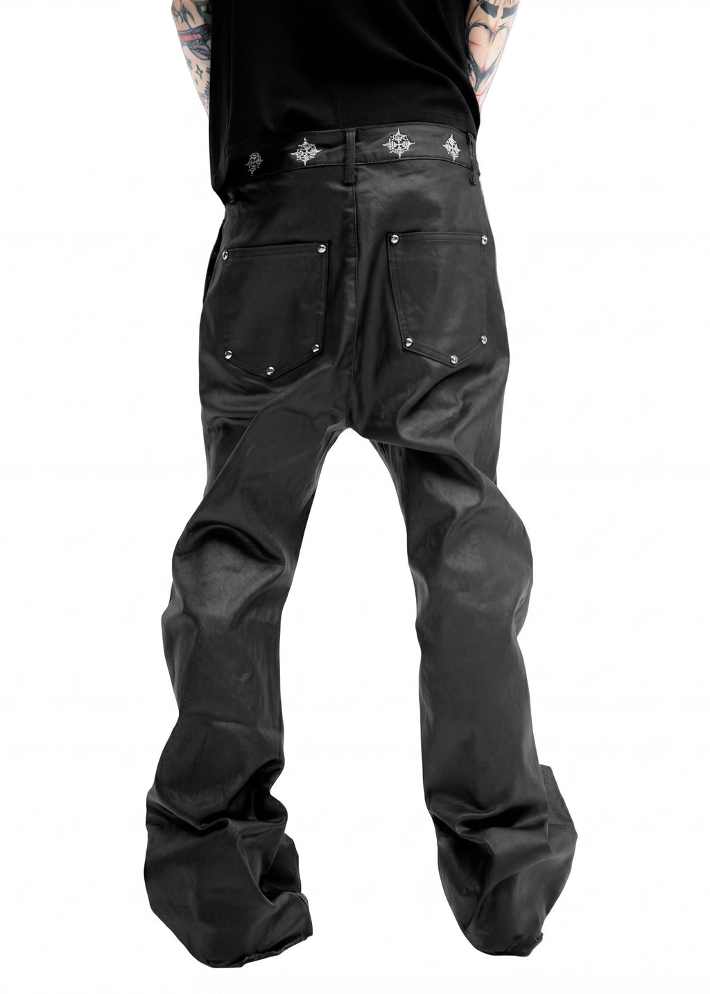 FAUX LEATHER BAGGY PANTS