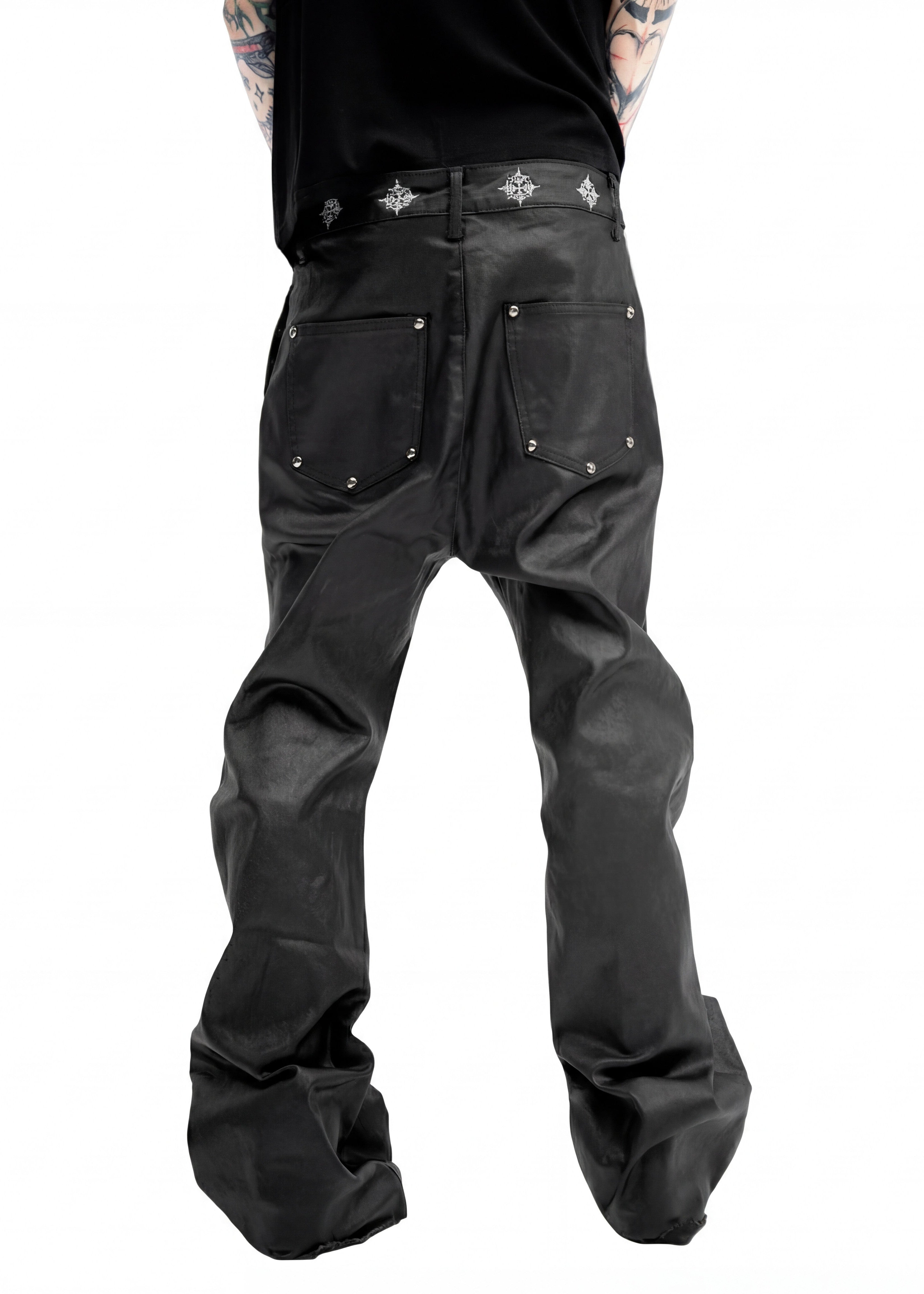 FAUX LEATHER BAGGY PANTS