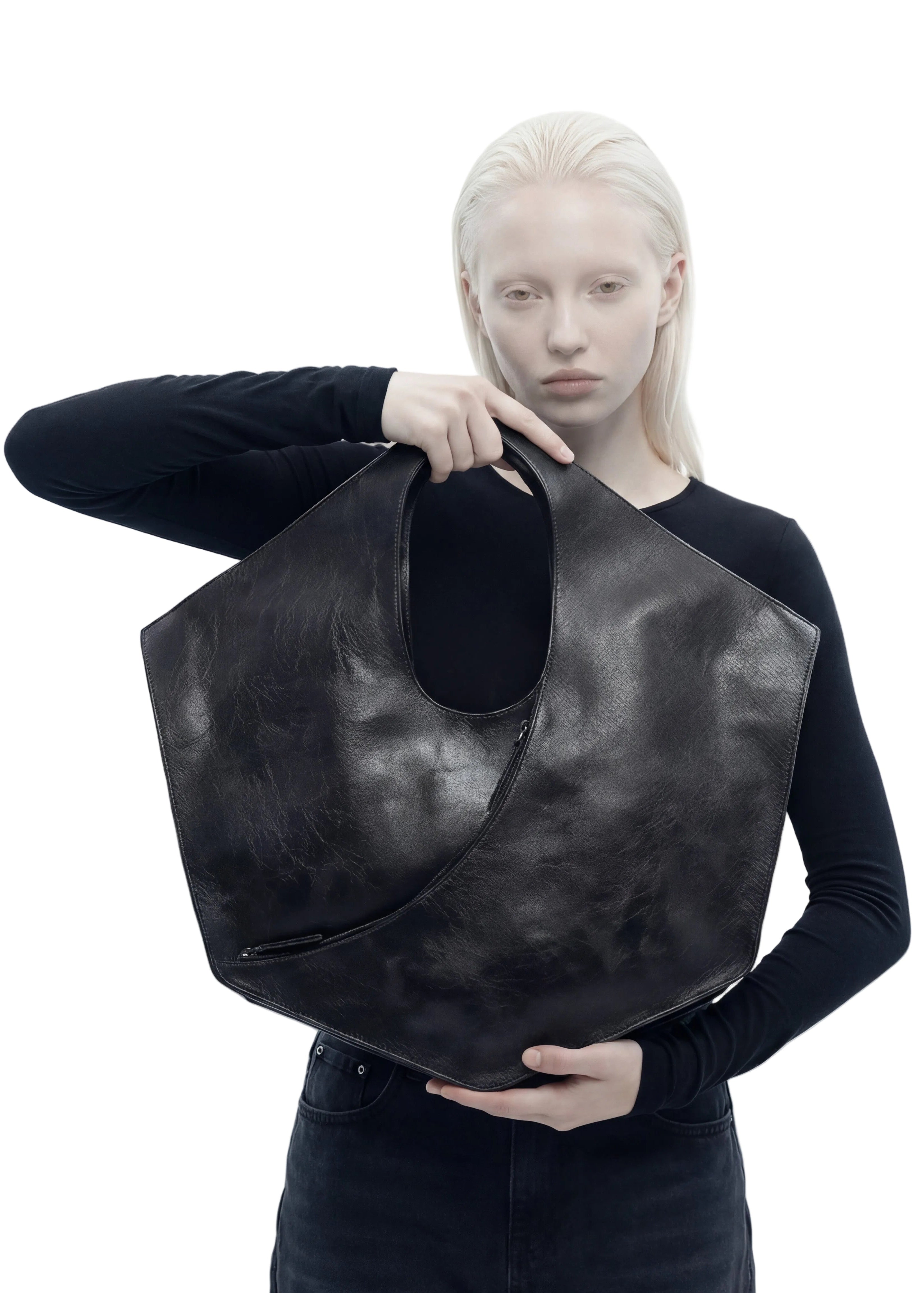 ARCHITECTURAL LEATHER TOTE BAG