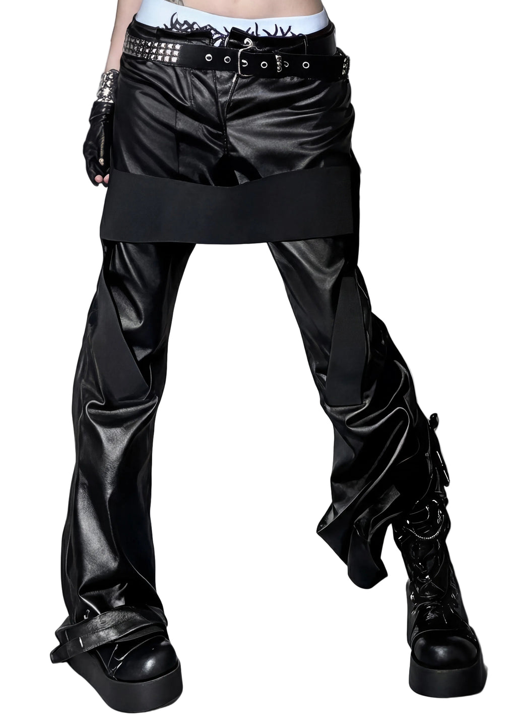FLARED LEATHER TROUSERS