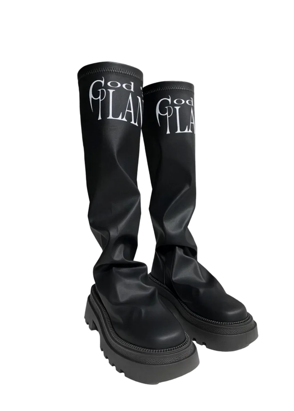 KNEE-HIGH PLATFORM SOCK BOOTS