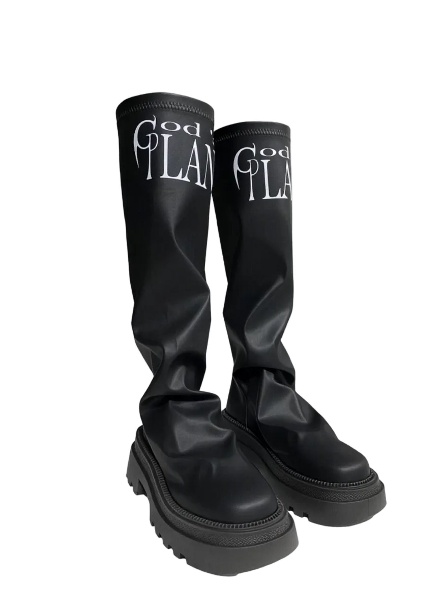 KNEE-HIGH PLATFORM SOCK BOOTS