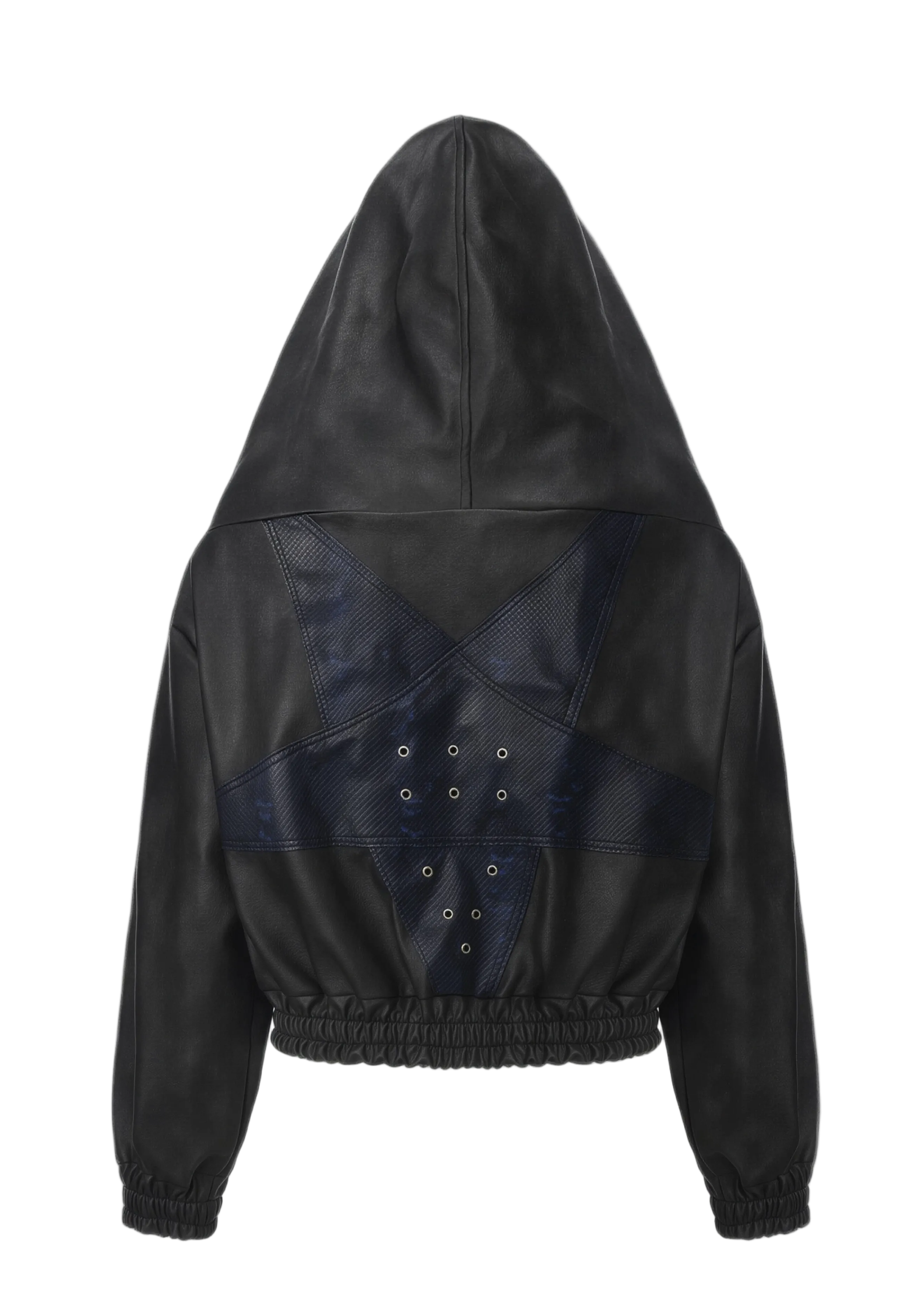 FITTED HOODED LEATHER BOMBER