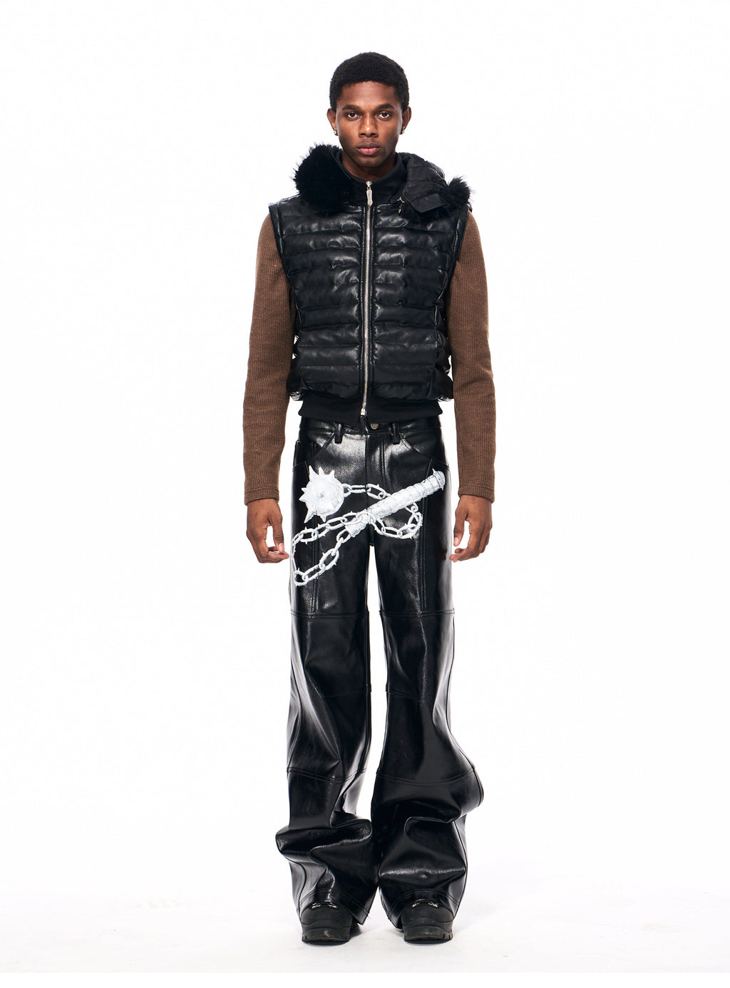 HIGH-SHINE LEATHER TROUSERS