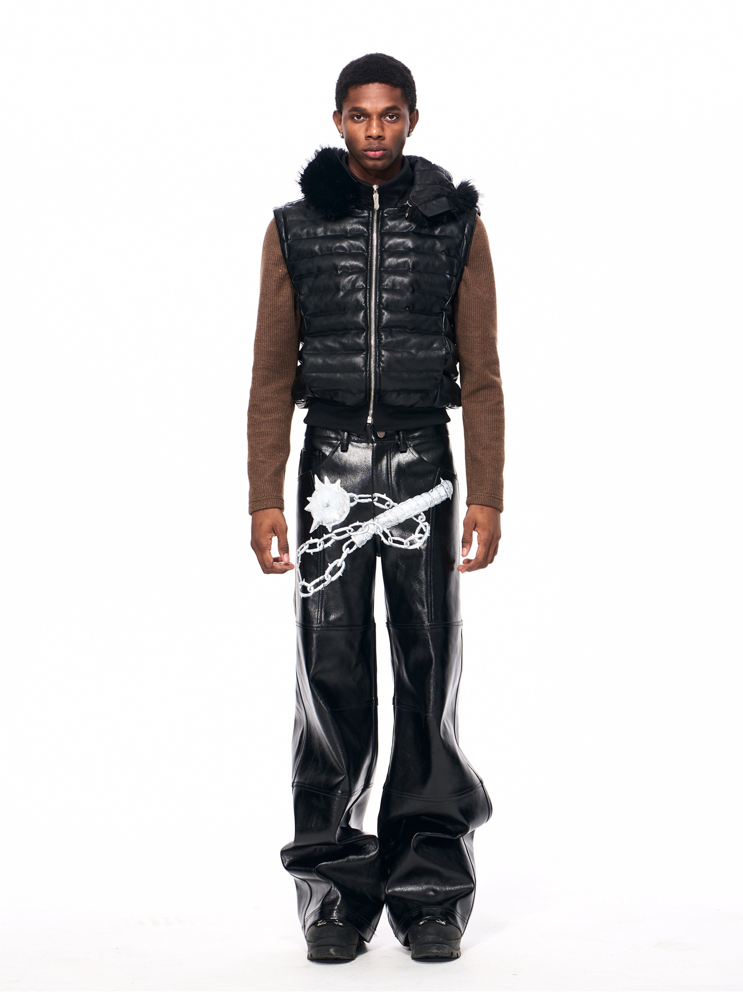HIGH-SHINE LEATHER TROUSERS