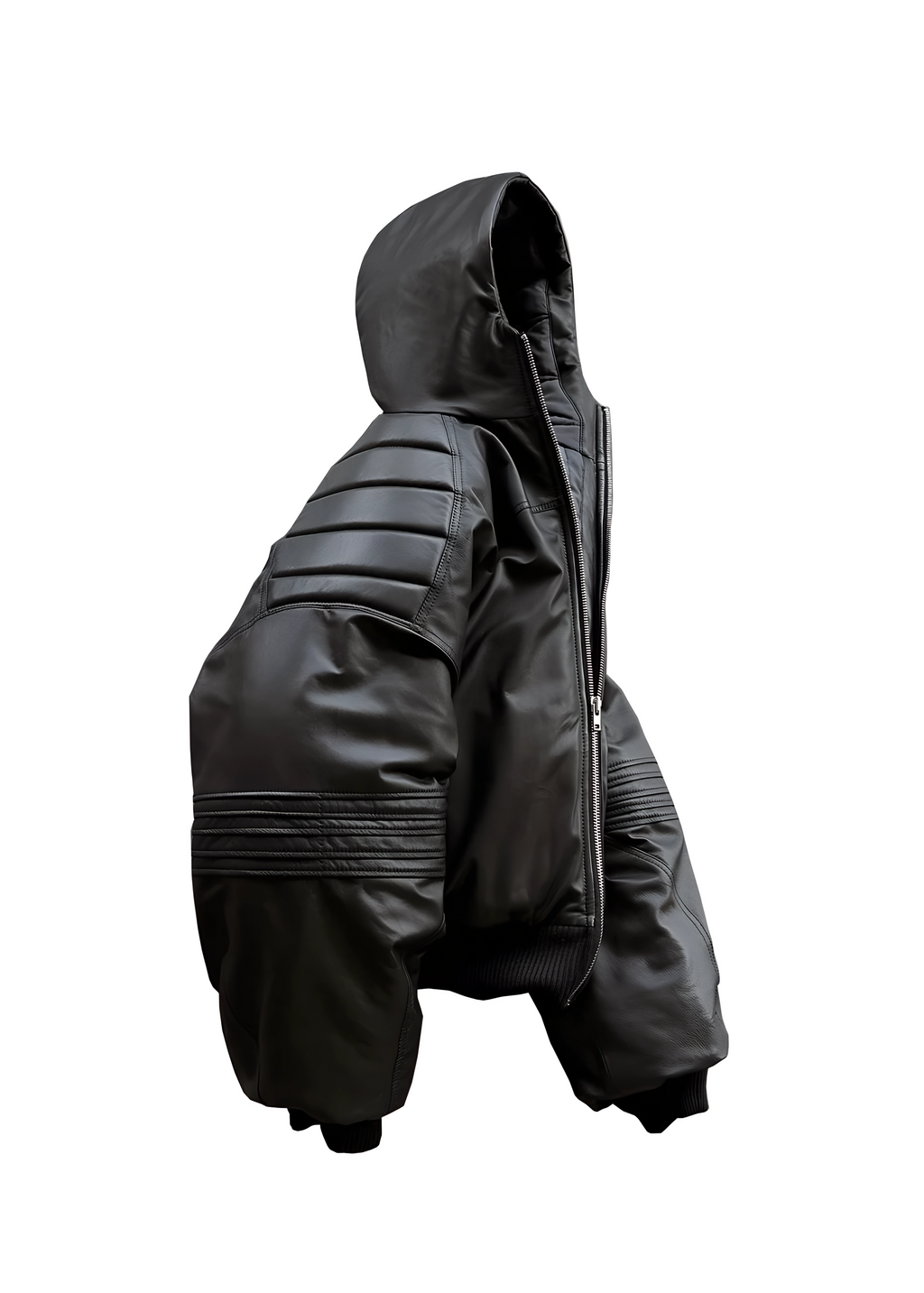 HOOD LEATHER BOMBER