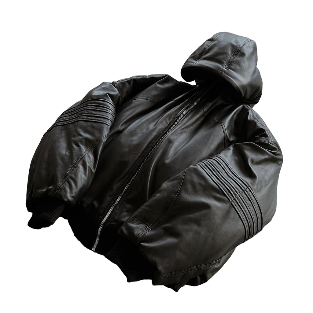 HOOD LEATHER BOMBER