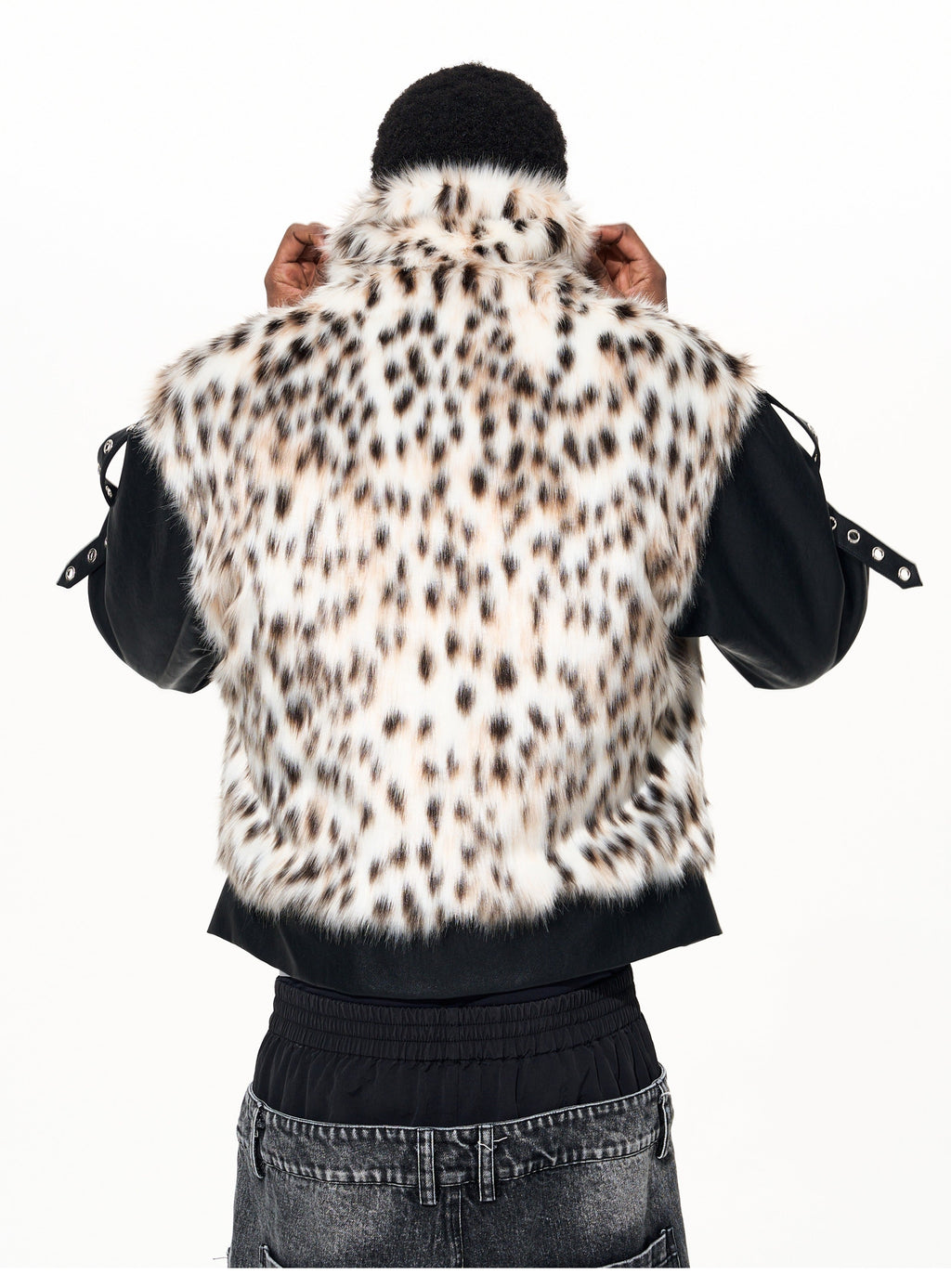 LEOPARD FUR PATCH BOMBER