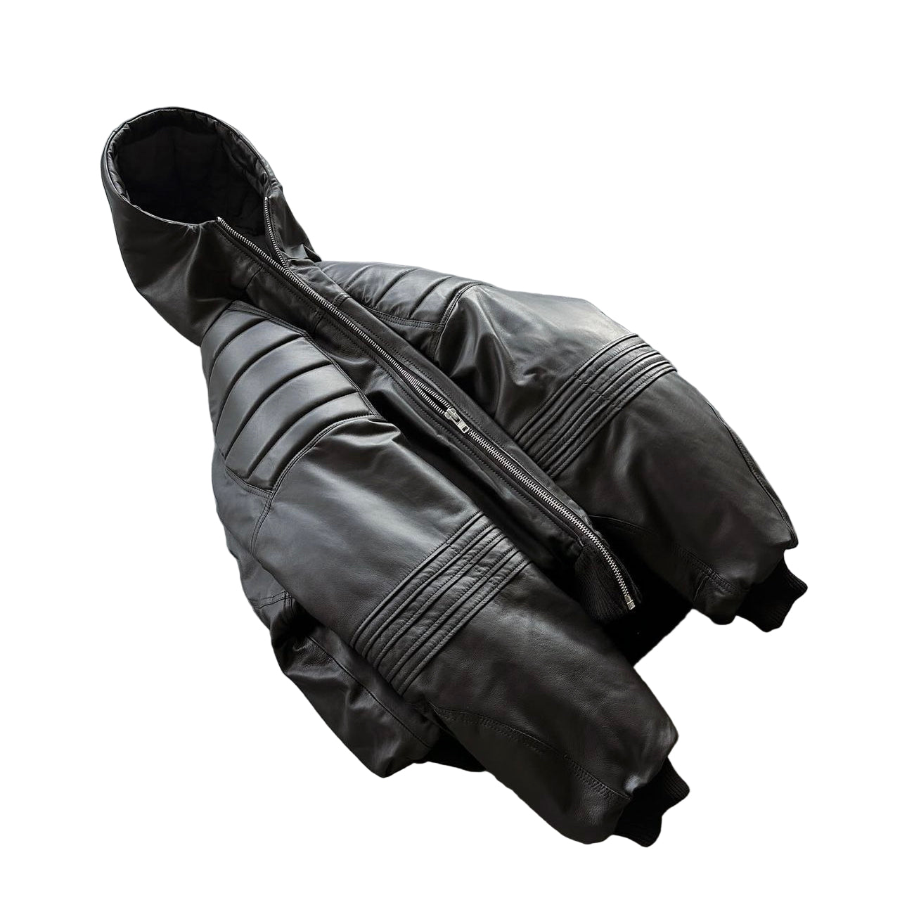 HOOD LEATHER BOMBER