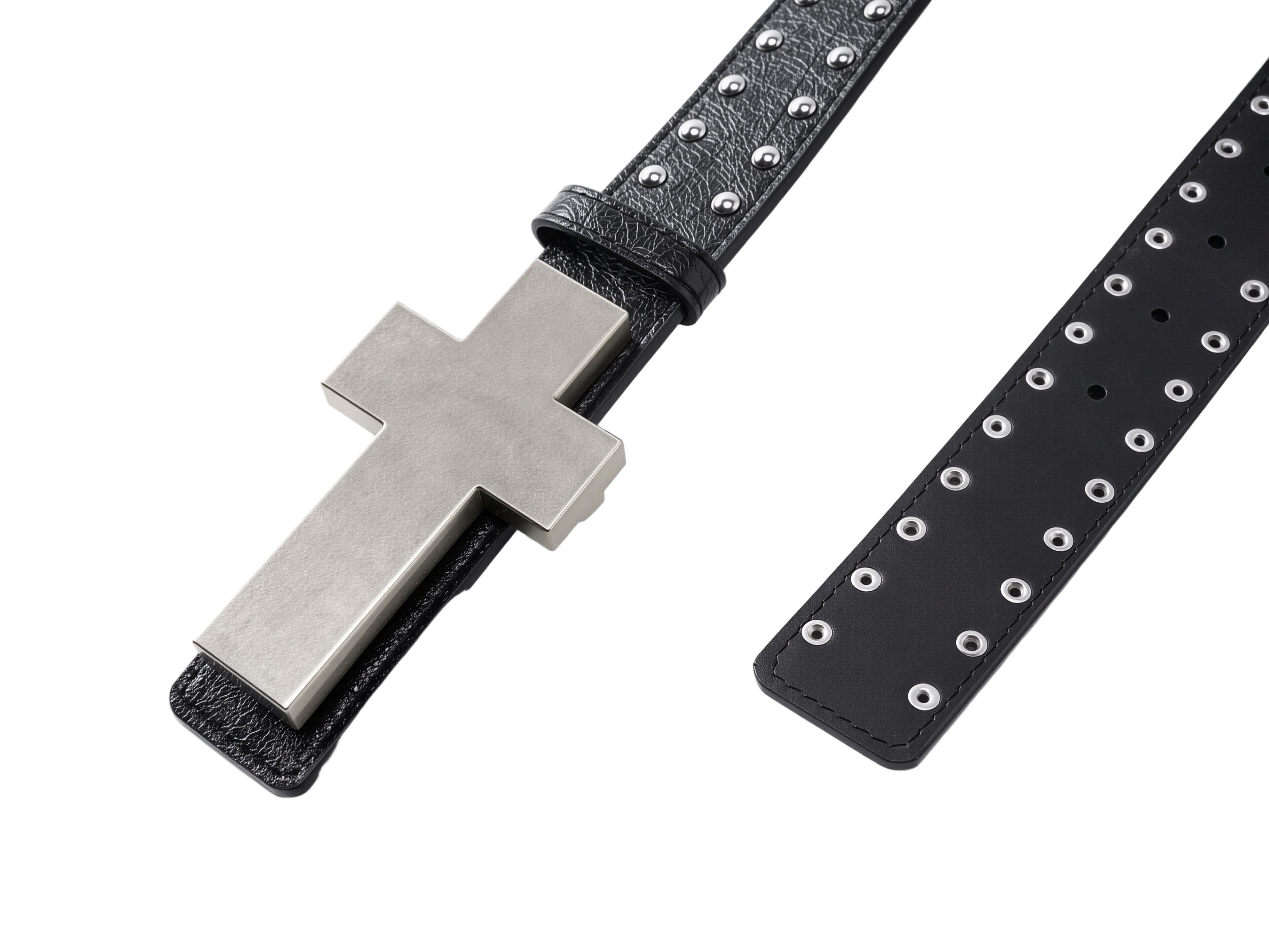 CROSS BUCKLE GROMMET BELT