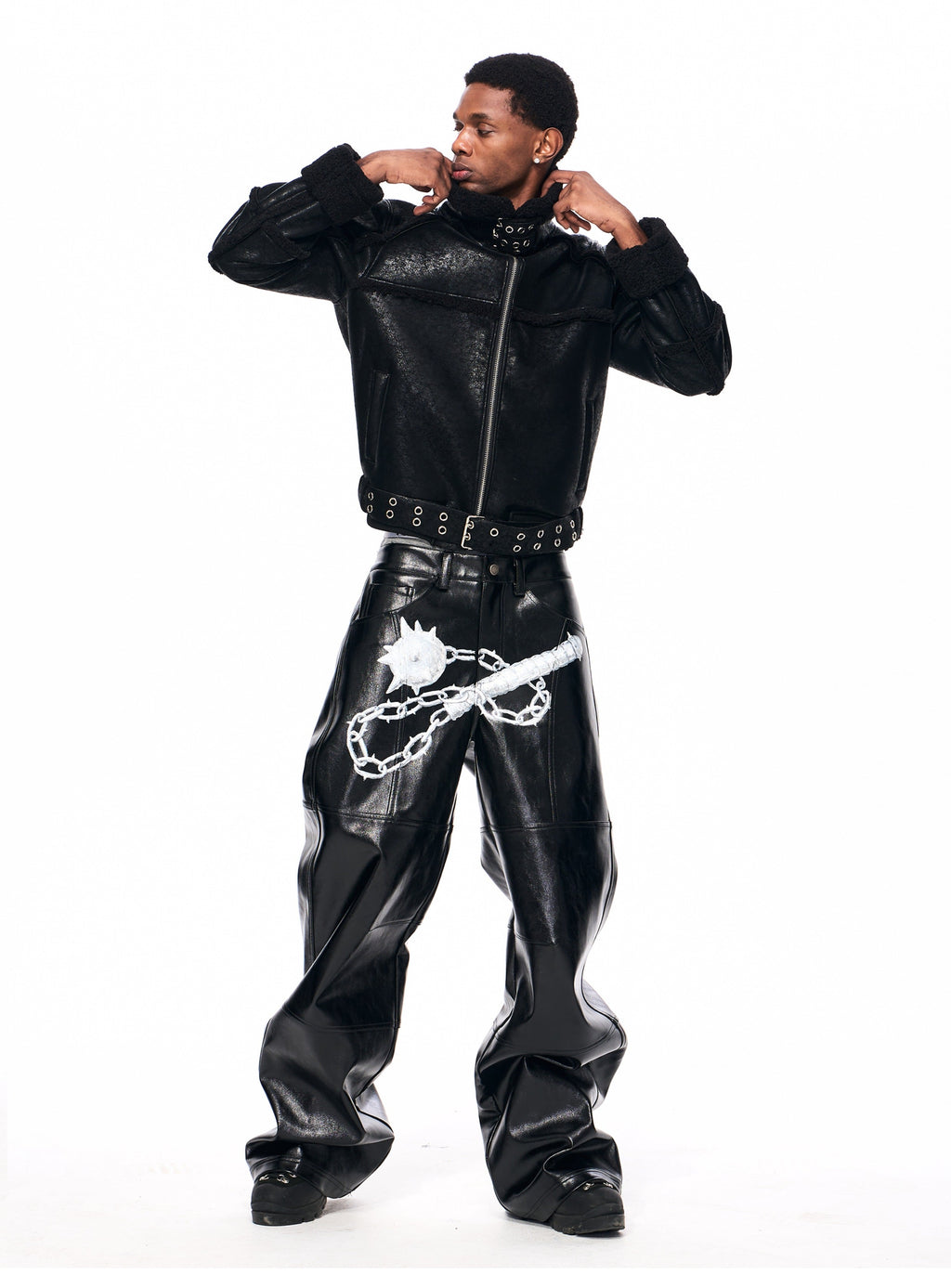 HIGH-SHINE LEATHER TROUSERS