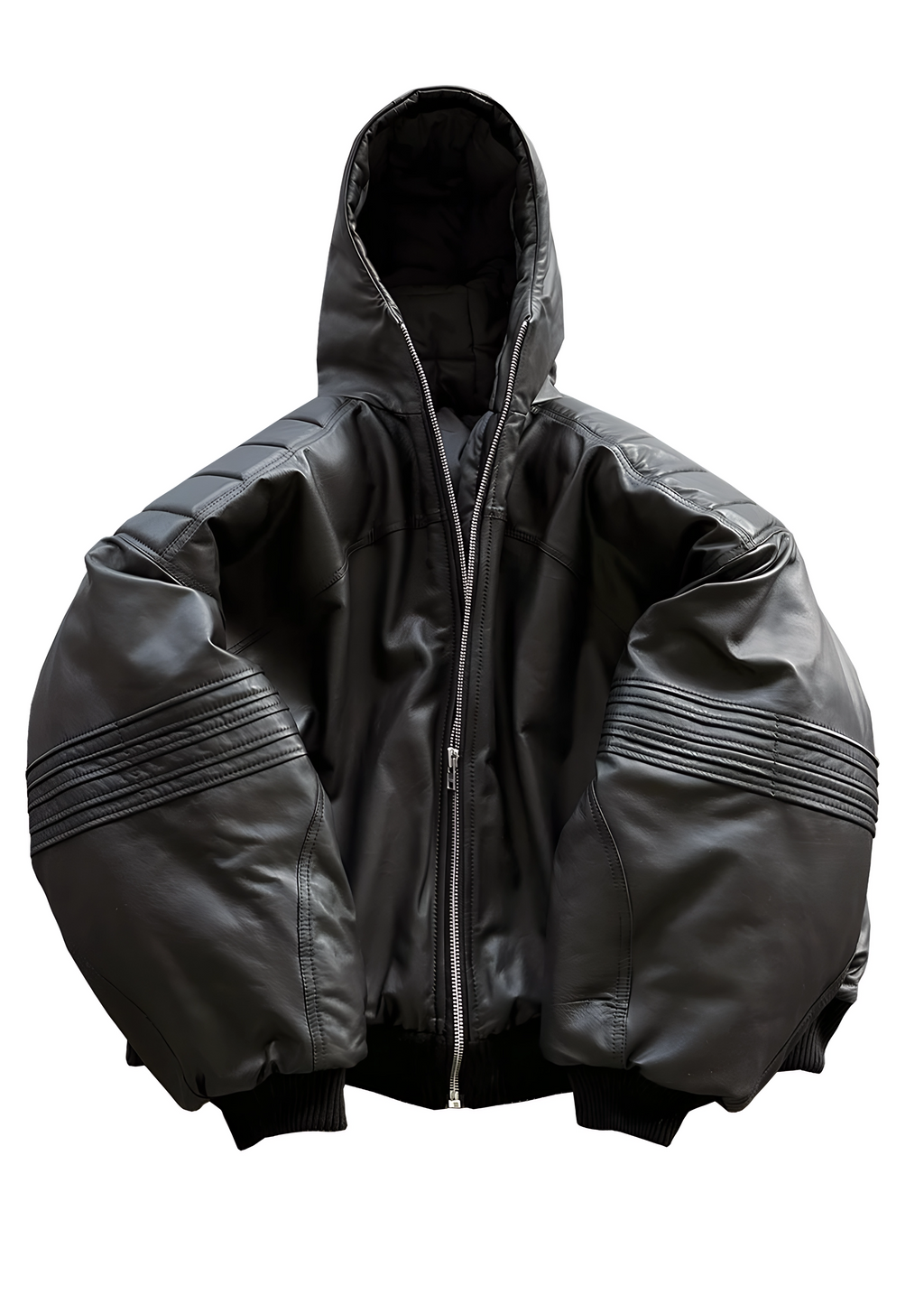 HOOD LEATHER BOMBER