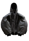 HOOD LEATHER BOMBER