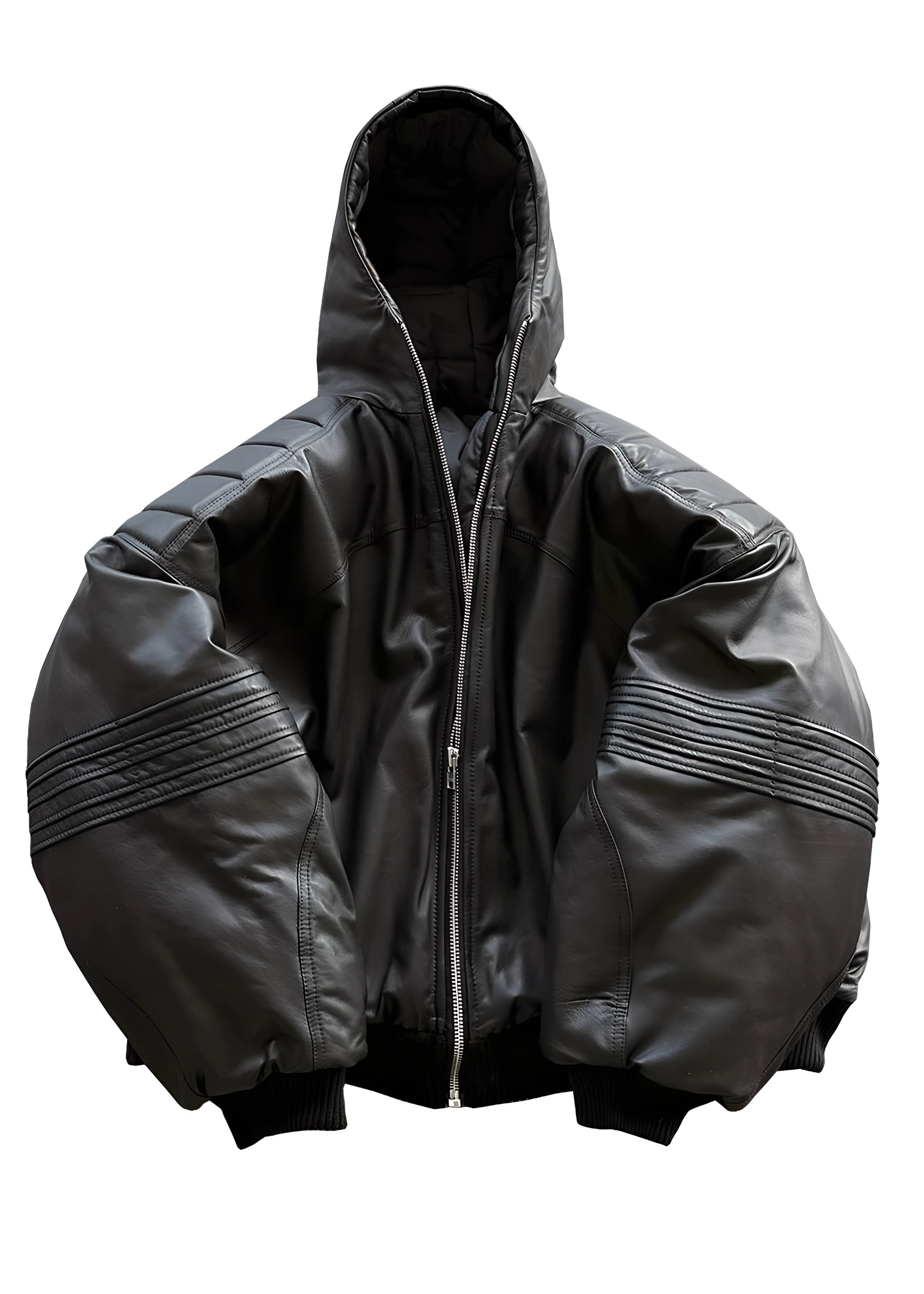 HOOD LEATHER BOMBER