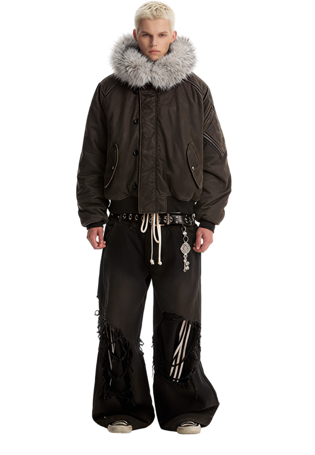 DARK LEATHER BOMBER