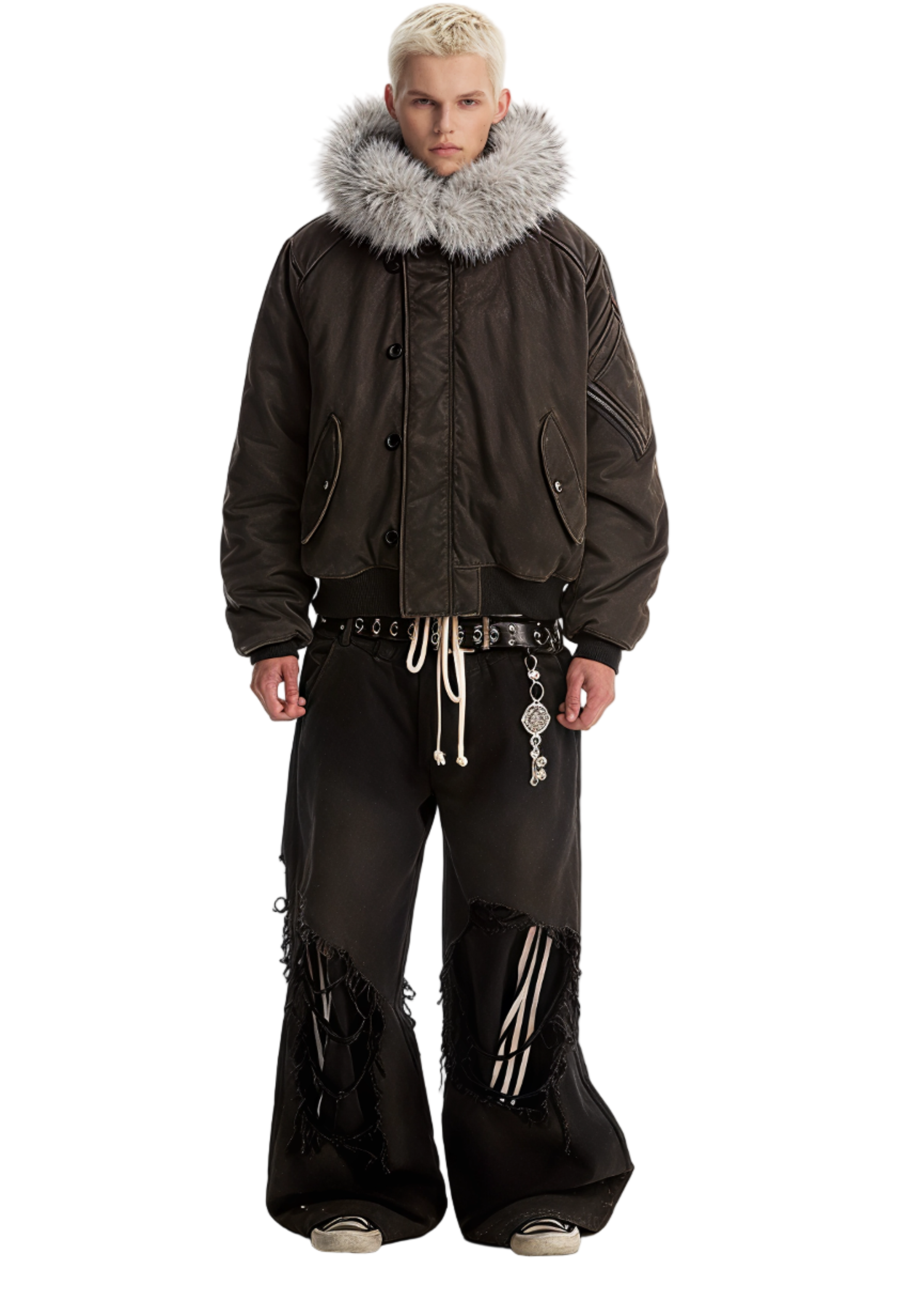 DARK LEATHER BOMBER