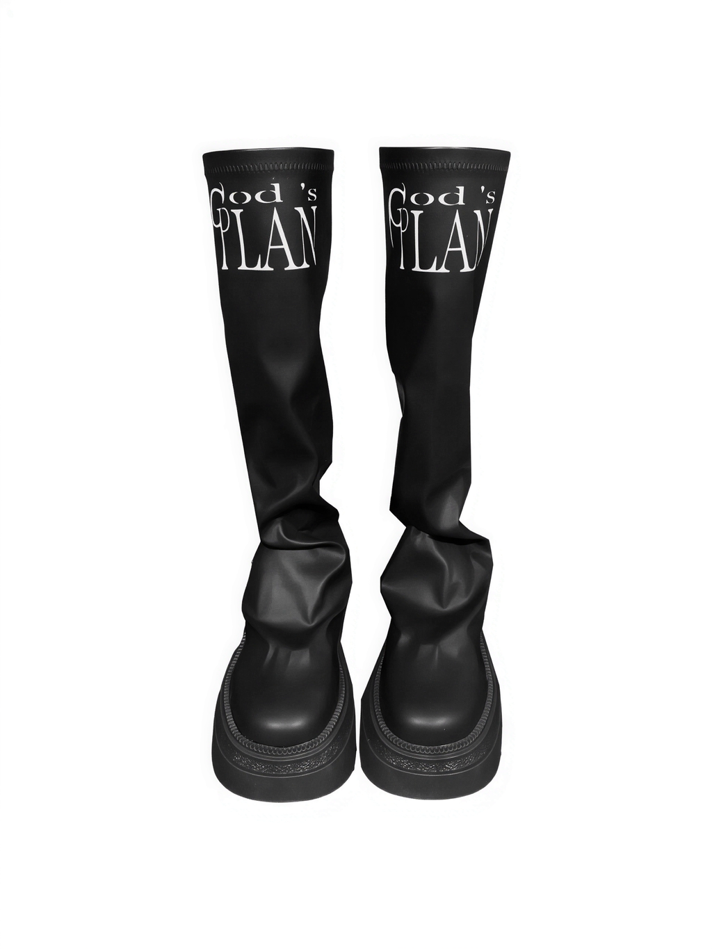 KNEE-HIGH PLATFORM SOCK BOOTS