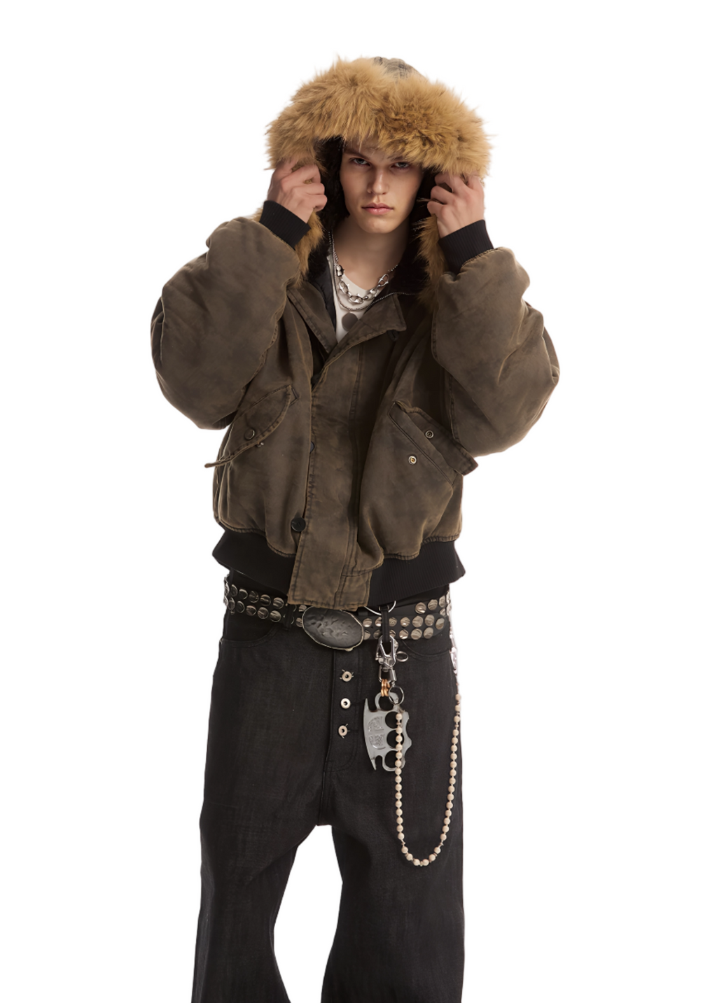 DARK LEATHER BOMBER