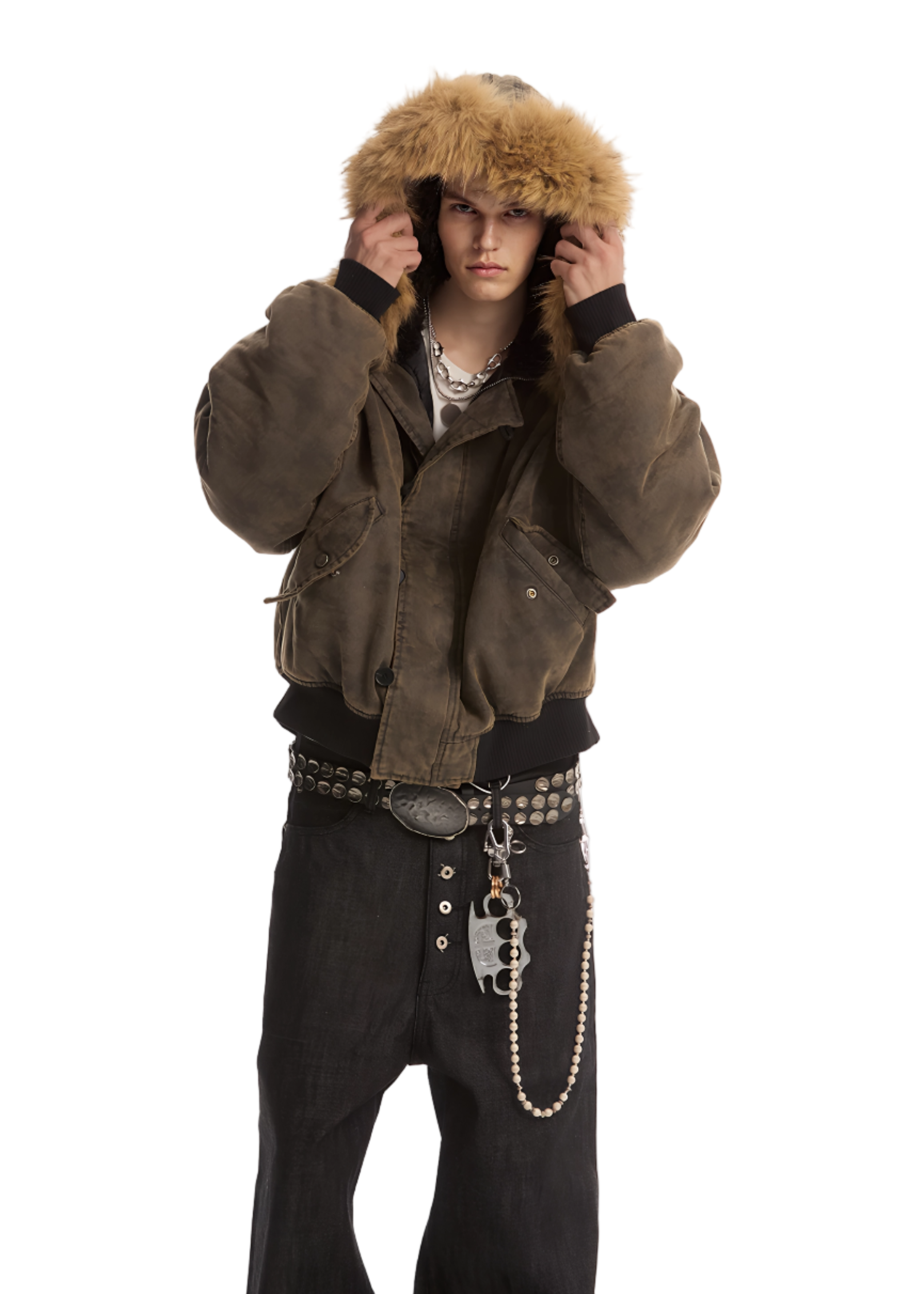 DARK LEATHER BOMBER