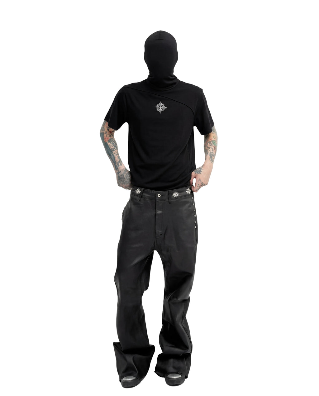 FAUX LEATHER BAGGY PANTS