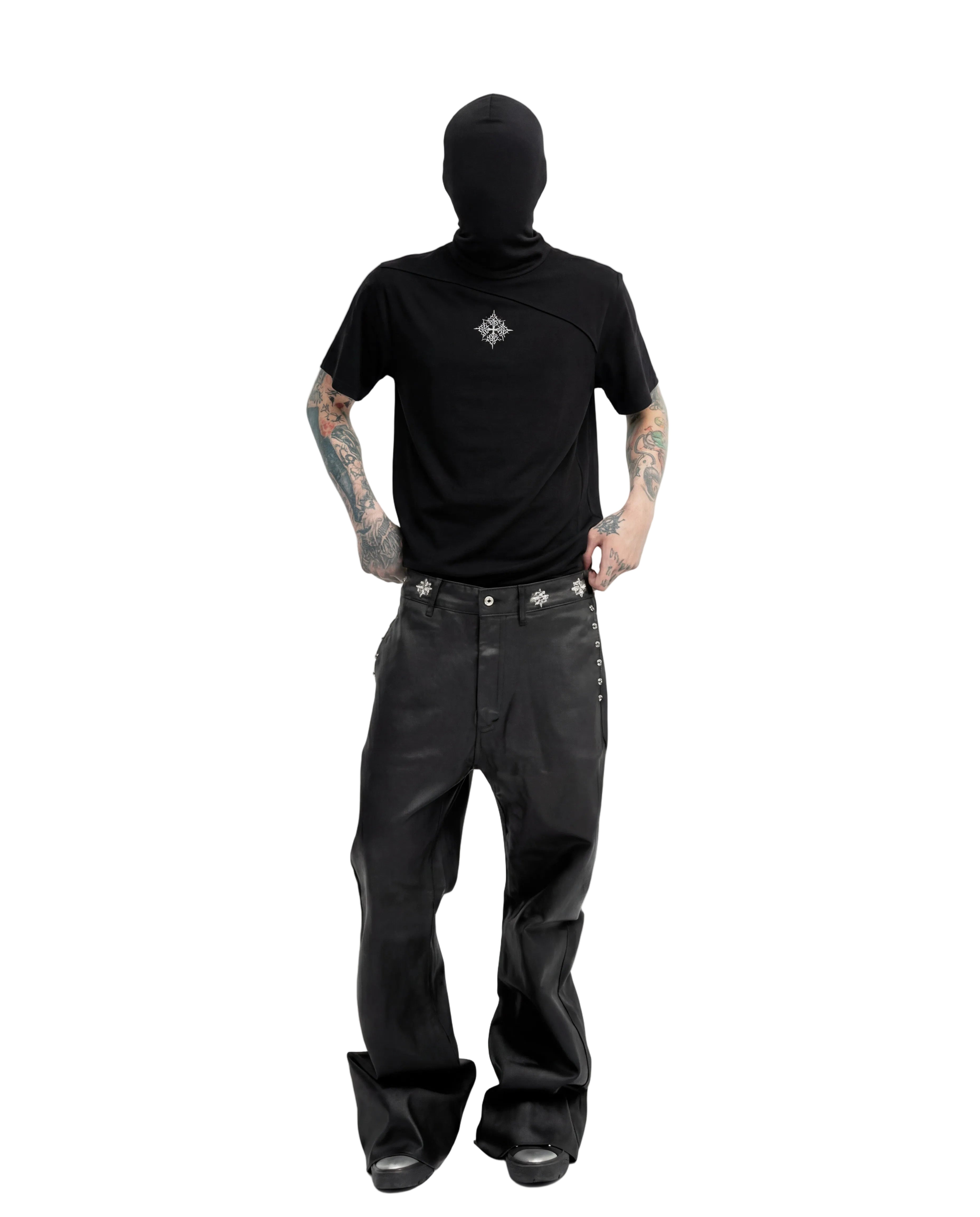 FAUX LEATHER BAGGY PANTS