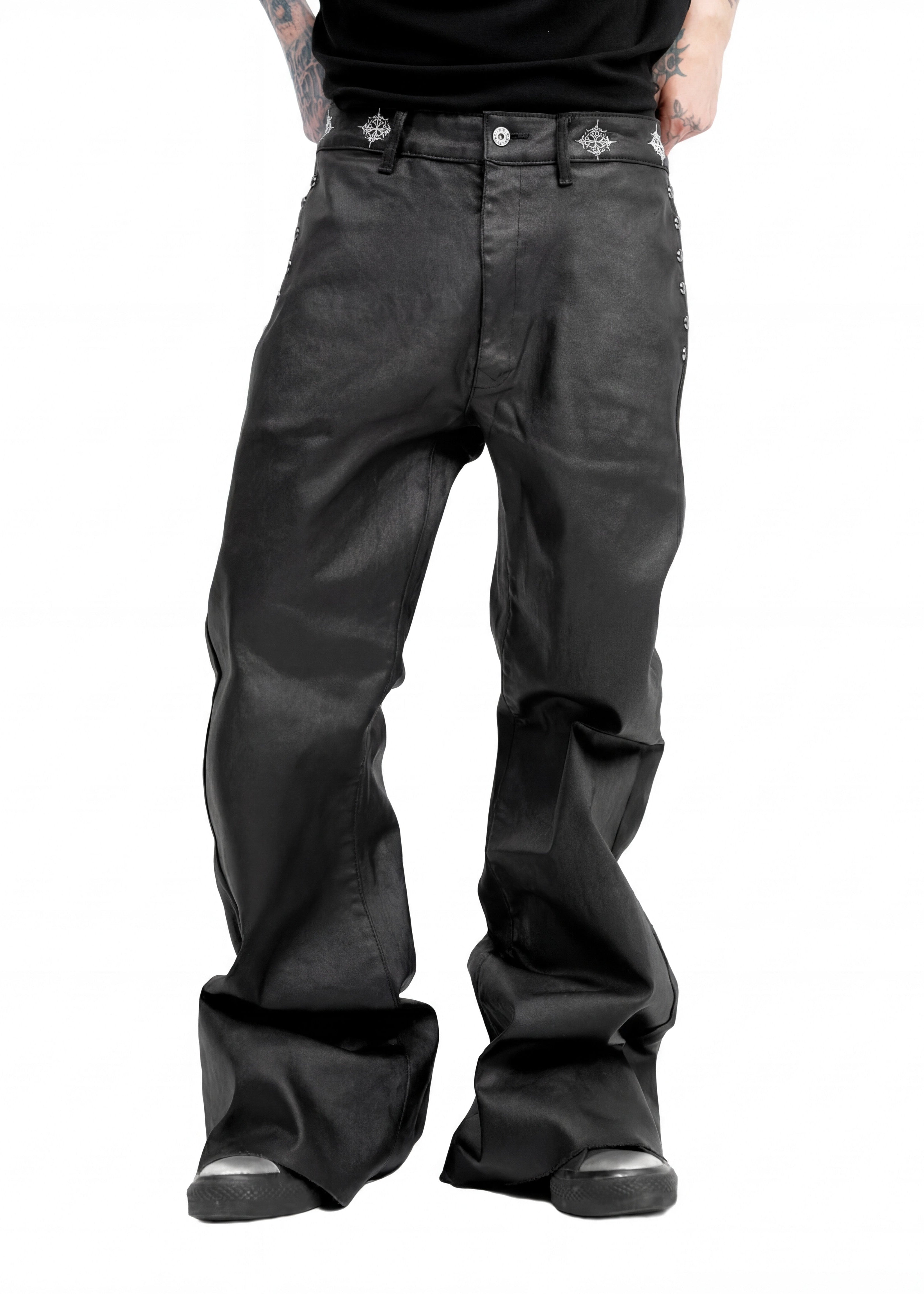 FAUX LEATHER BAGGY PANTS