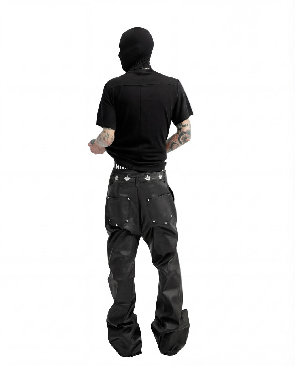 FAUX LEATHER BAGGY PANTS
