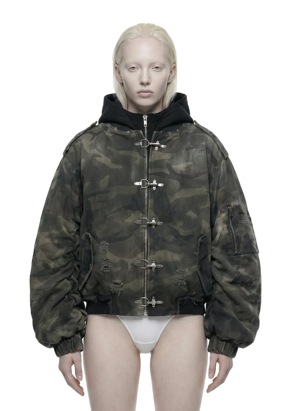 CAMO HOODED BOMBER JACKET
