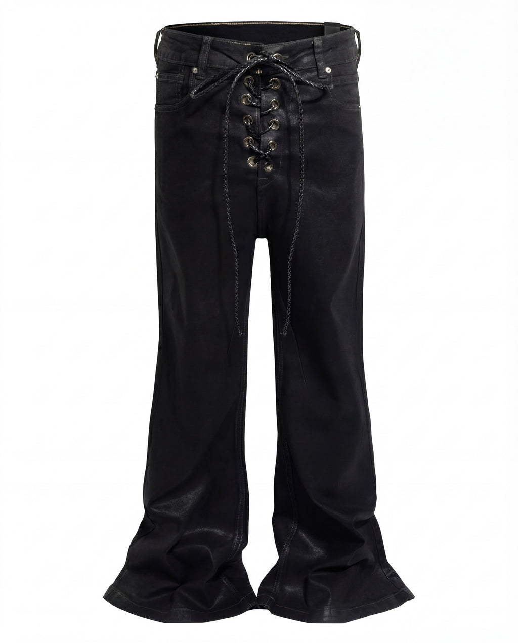 STRAP COATED DENIM PANTS