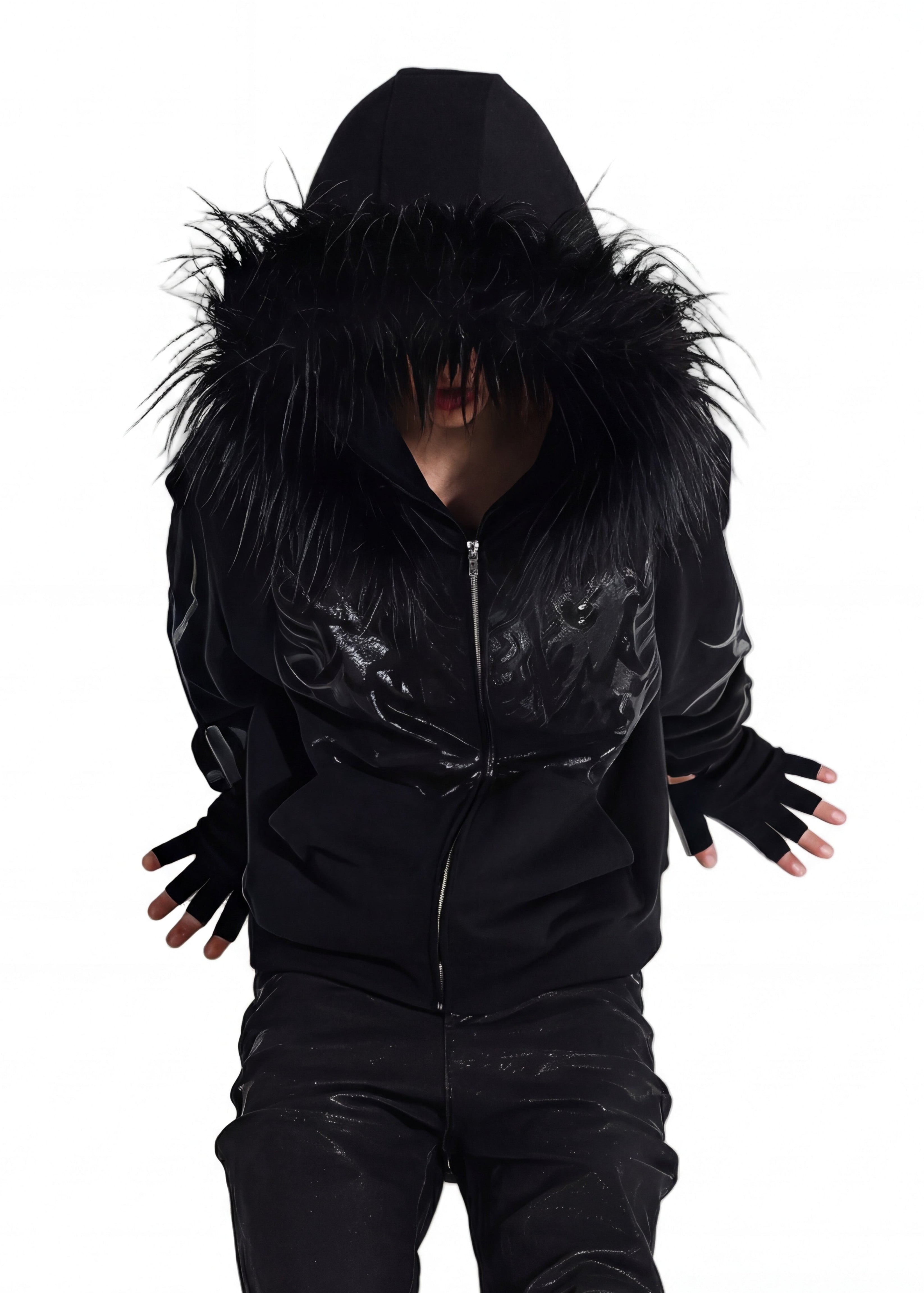 FUR TRIM ZIP HOODIE