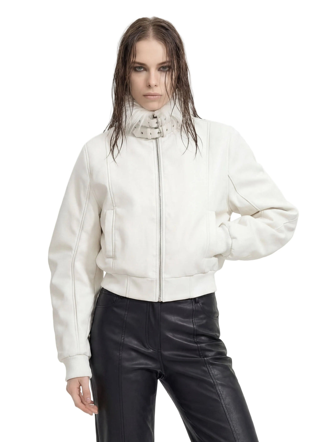 WHITE BIKER JACKET
