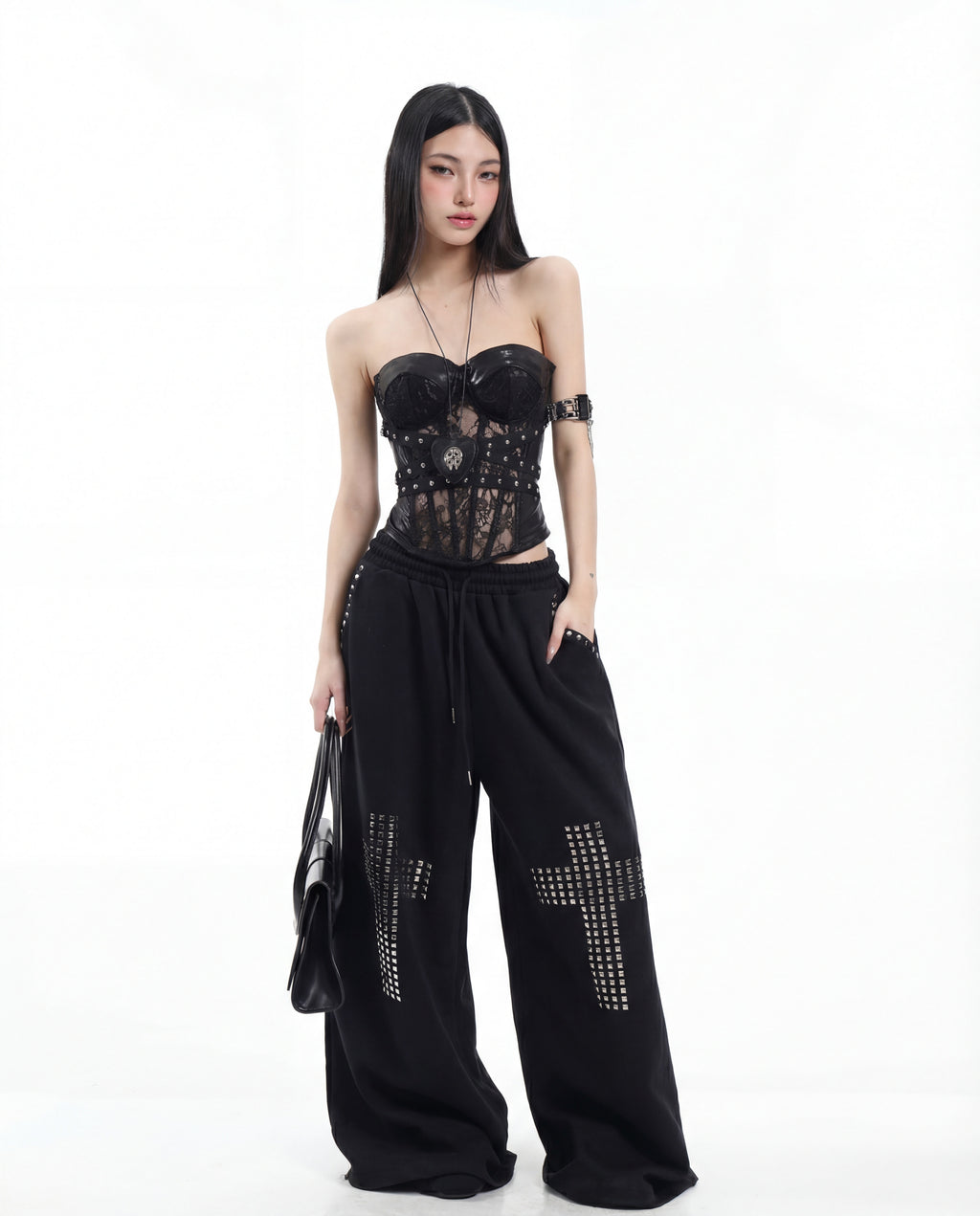 CROSS STUD WIDE PANTS