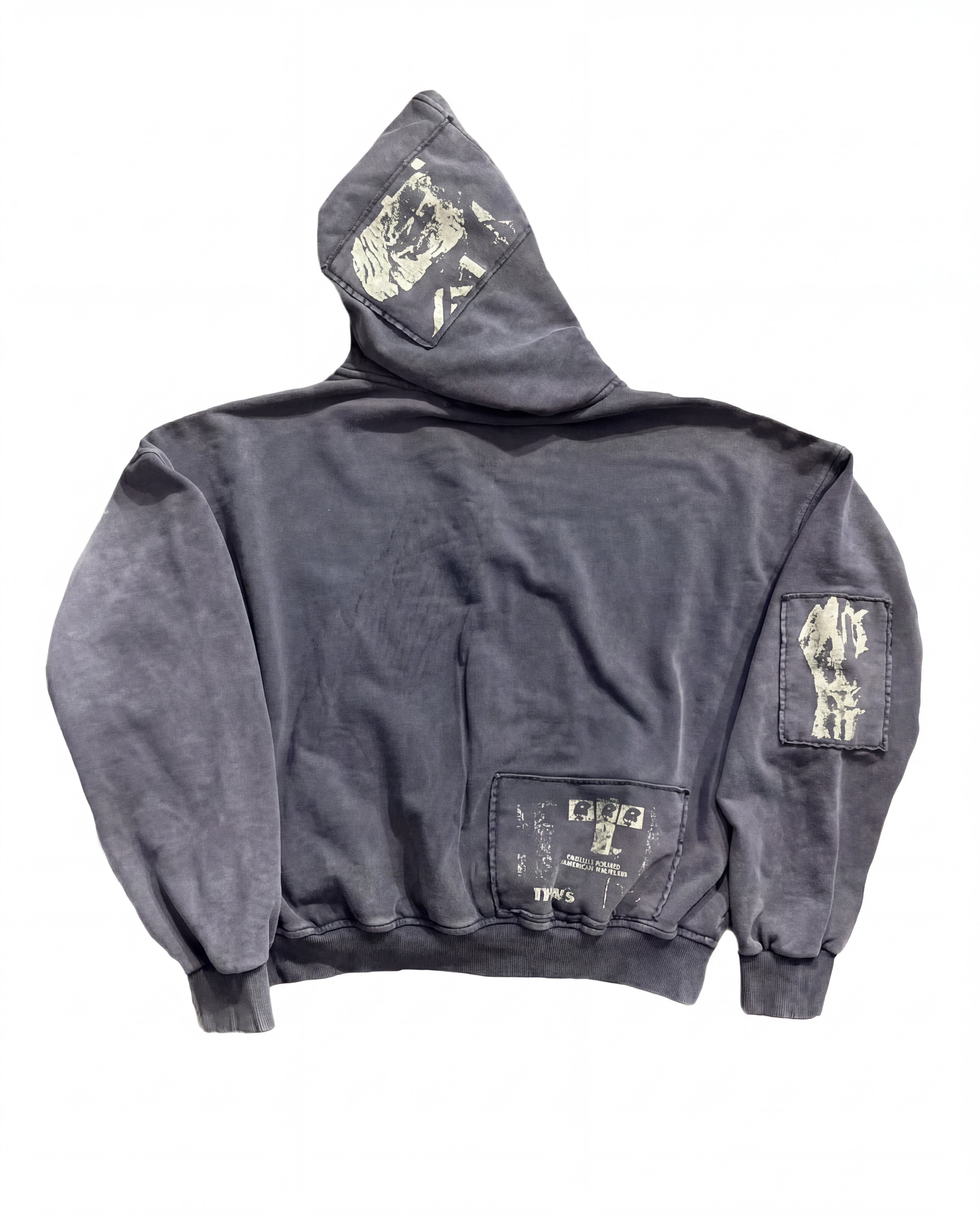 WASHED PATCH ZIP HOODIE