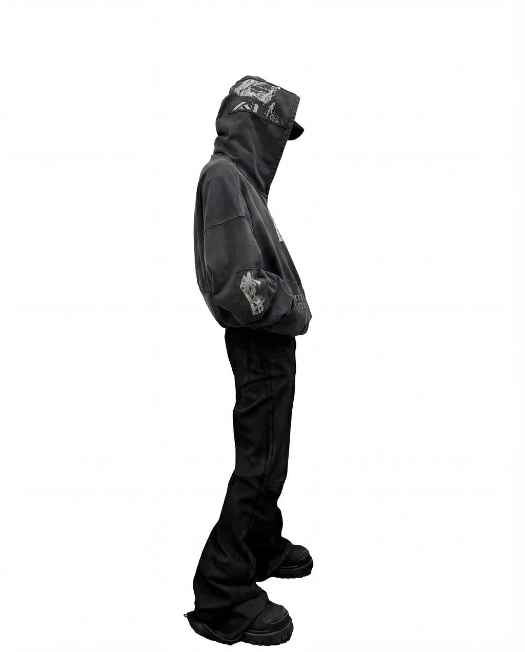 WASHED PATCH ZIP HOODIE