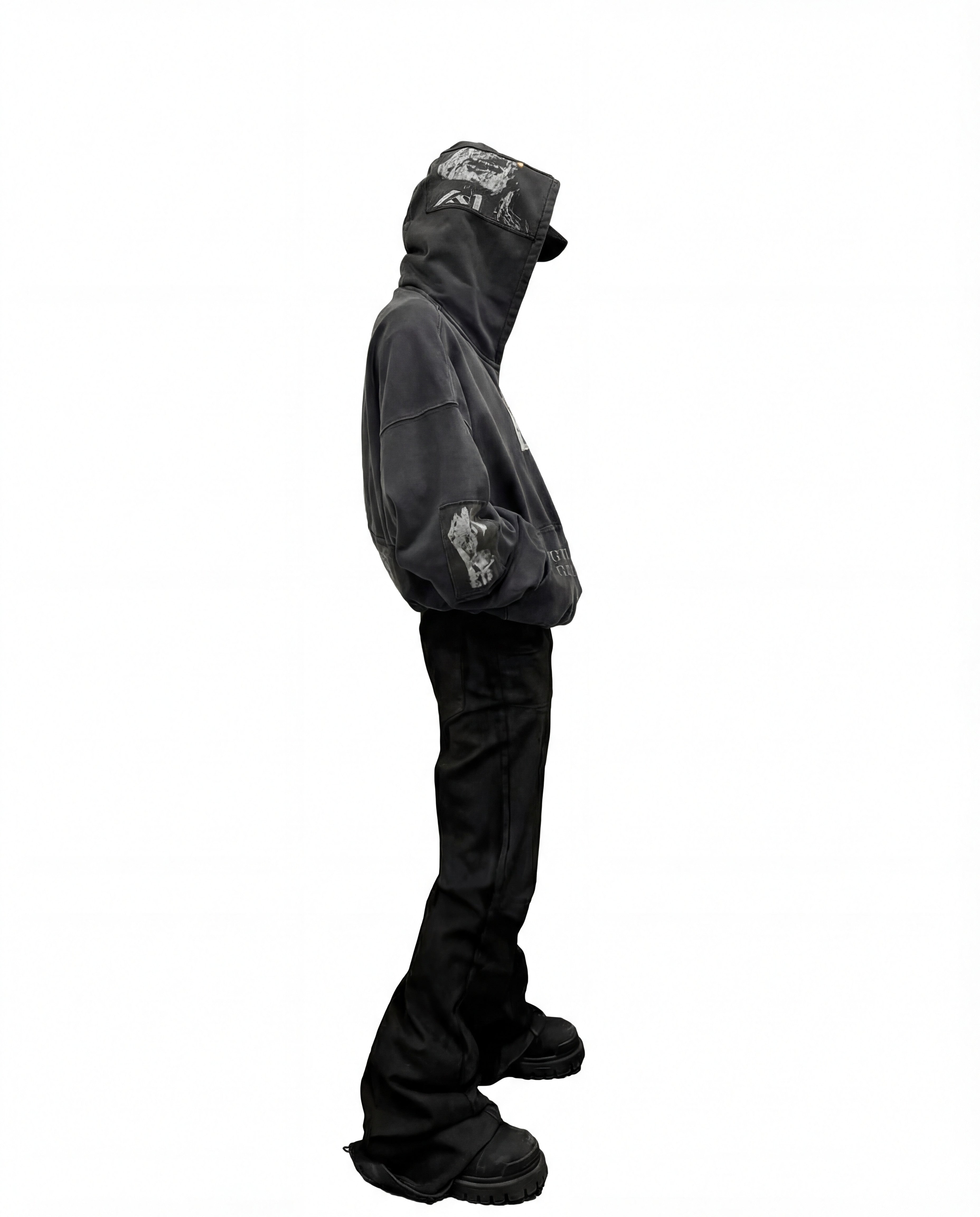WASHED PATCH ZIP HOODIE
