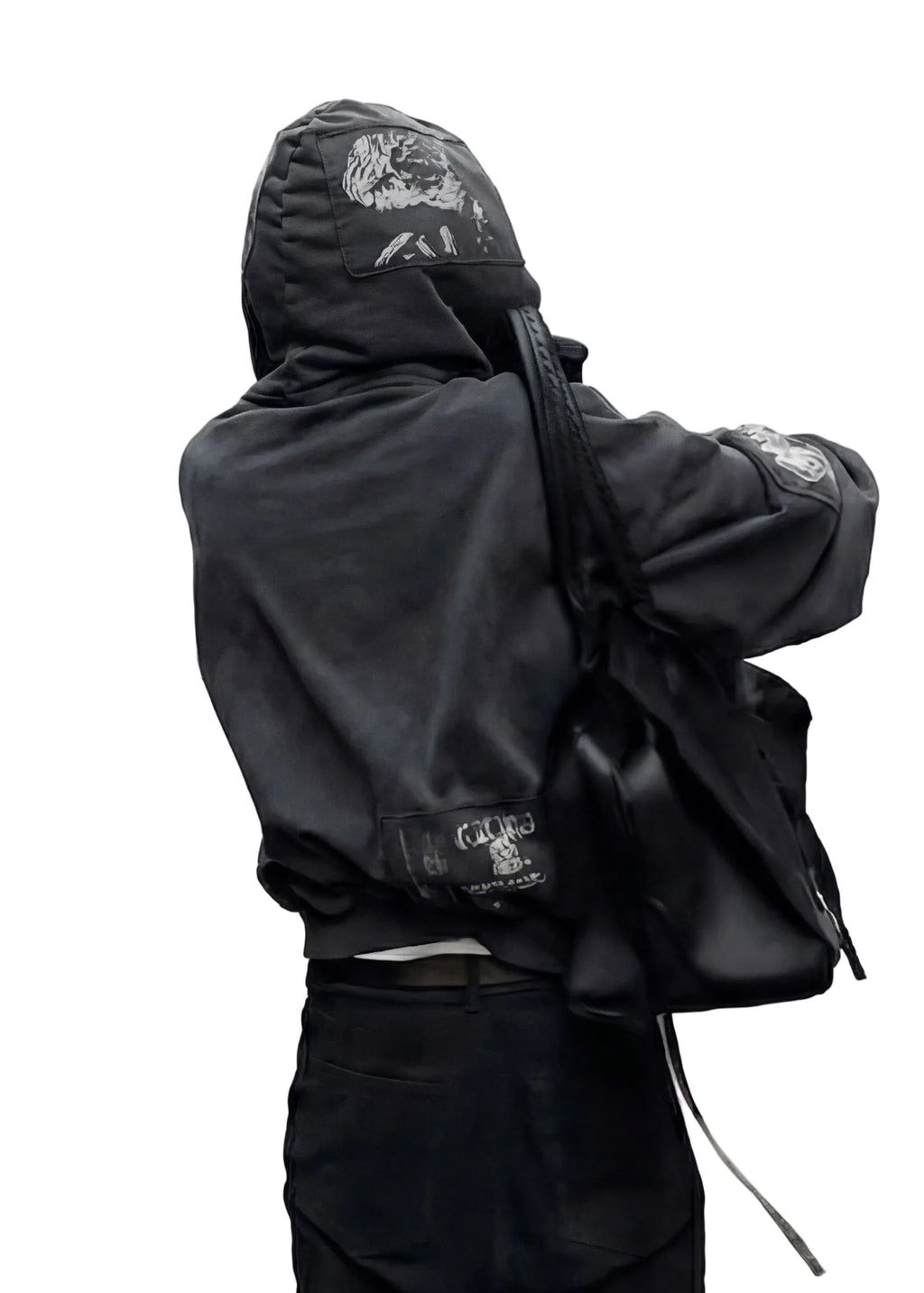 WASHED PATCH ZIP HOODIE