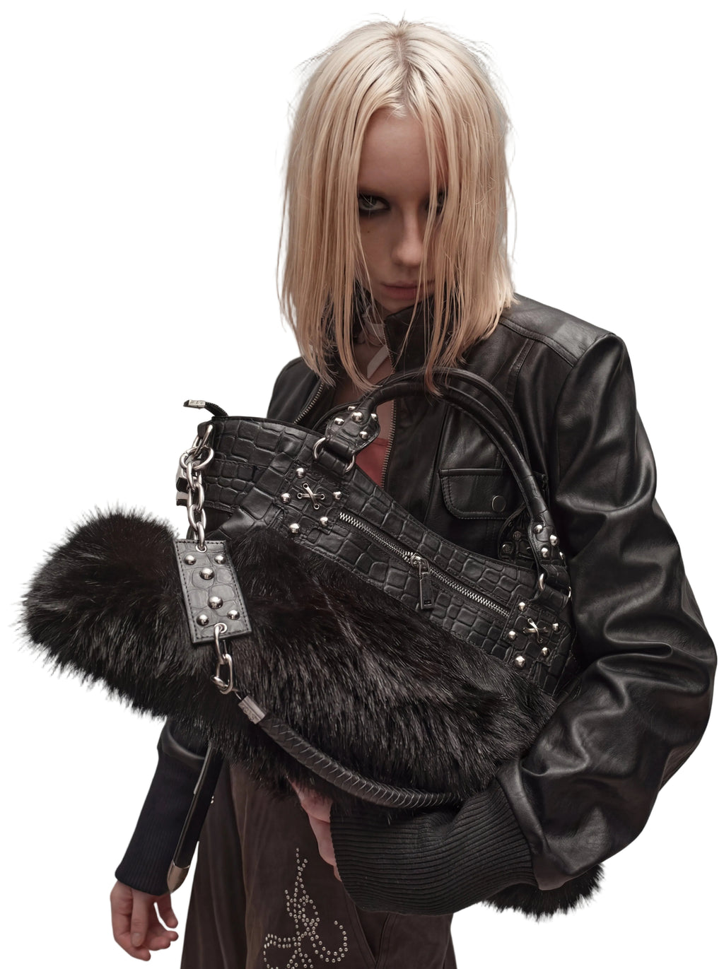 FUR CROC SATCHEL