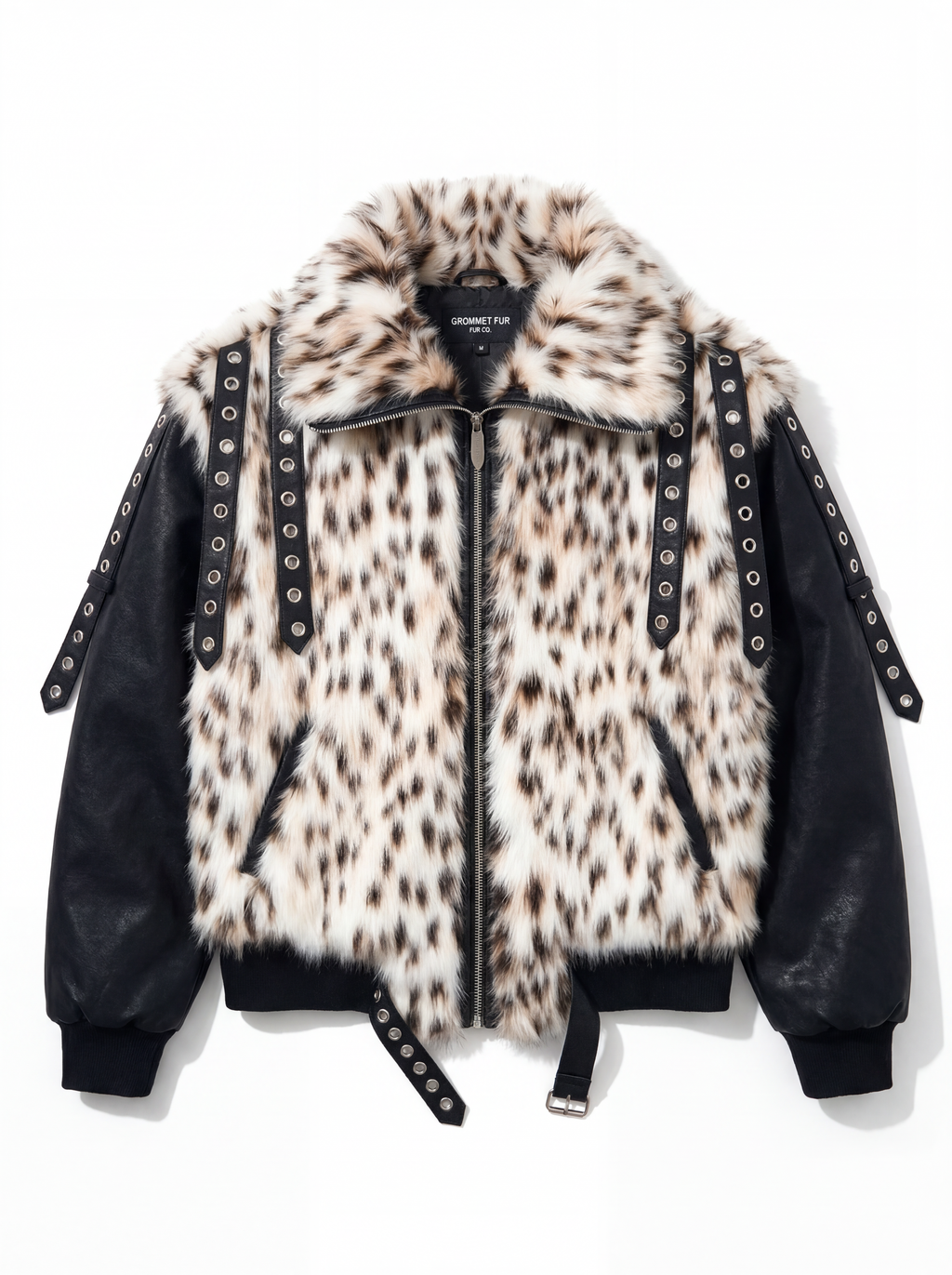 LEOPARD FUR PATCH BOMBER