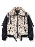 LEOPARD FUR PATCH BOMBER